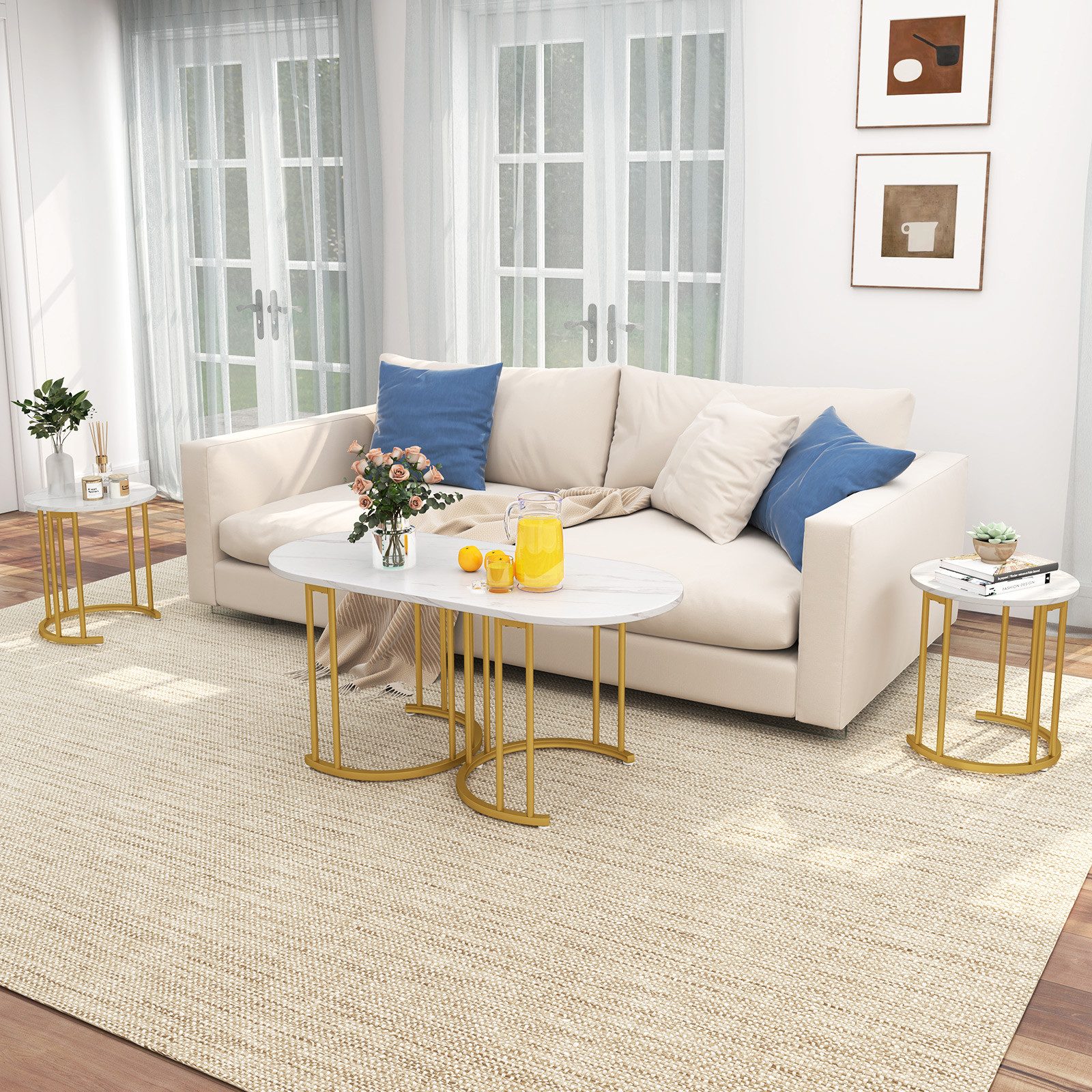 COSTWAY Couchtisch (3er Set), stapelbare Beistelltische, günstig online kaufen