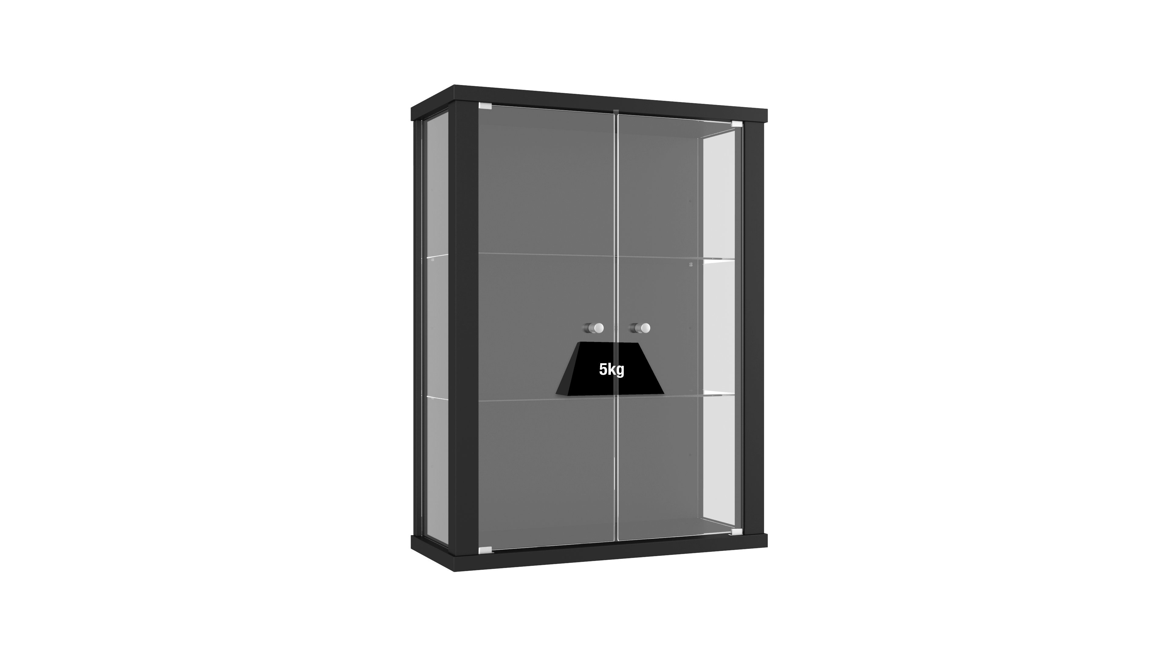 Hängevitrine (Glasvitrine Sammler, Vitrinenschrank Schwarz C1012 2 cm) mit Sammlervitrine, Glastüren) (80x60x20 VR-Wohnideen perfekt für Glasvitrine hängend,
