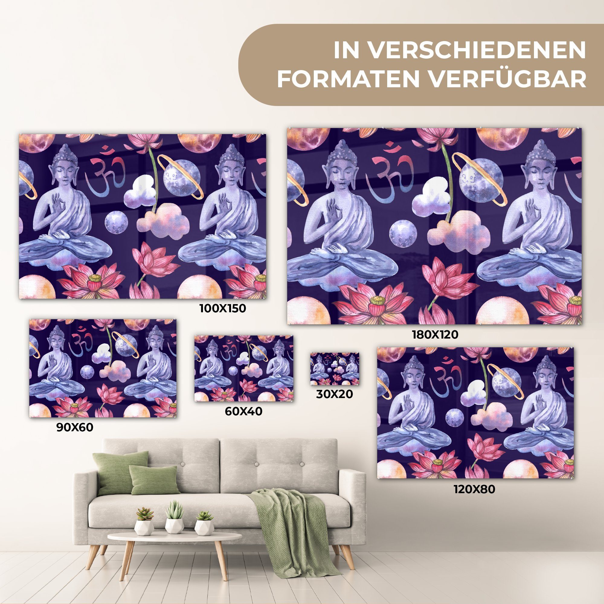 (1 - Planeten & Acrylglasbilder - MuchoWow Buddha Acrylglasbild Schlafzimmer Muster, Wohnzimmer St),