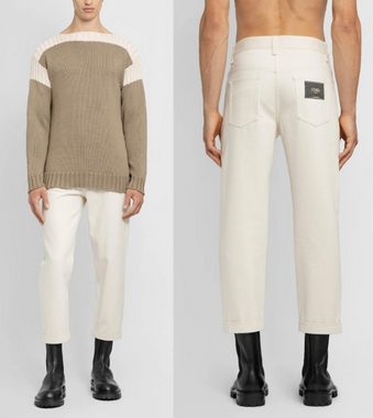 FENDI 5-Pocket-Jeans Fendi Roma Logo Jeans High Waist Cropped Carrot Hose Trousers Pants Ch