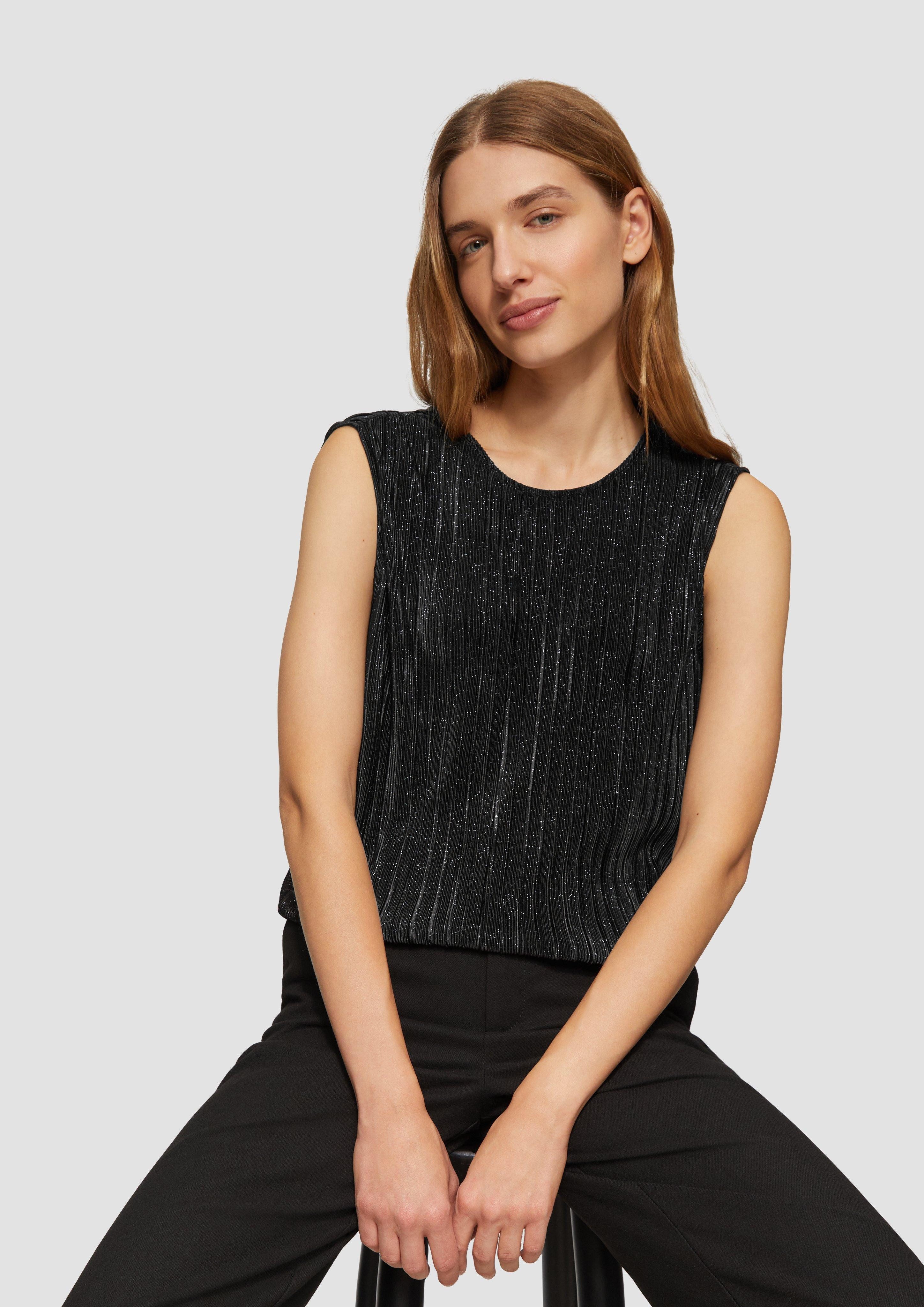 s.Oliver Shirttop Plissiertes Jersey-Top mit Glitzereffekt günstig online kaufen