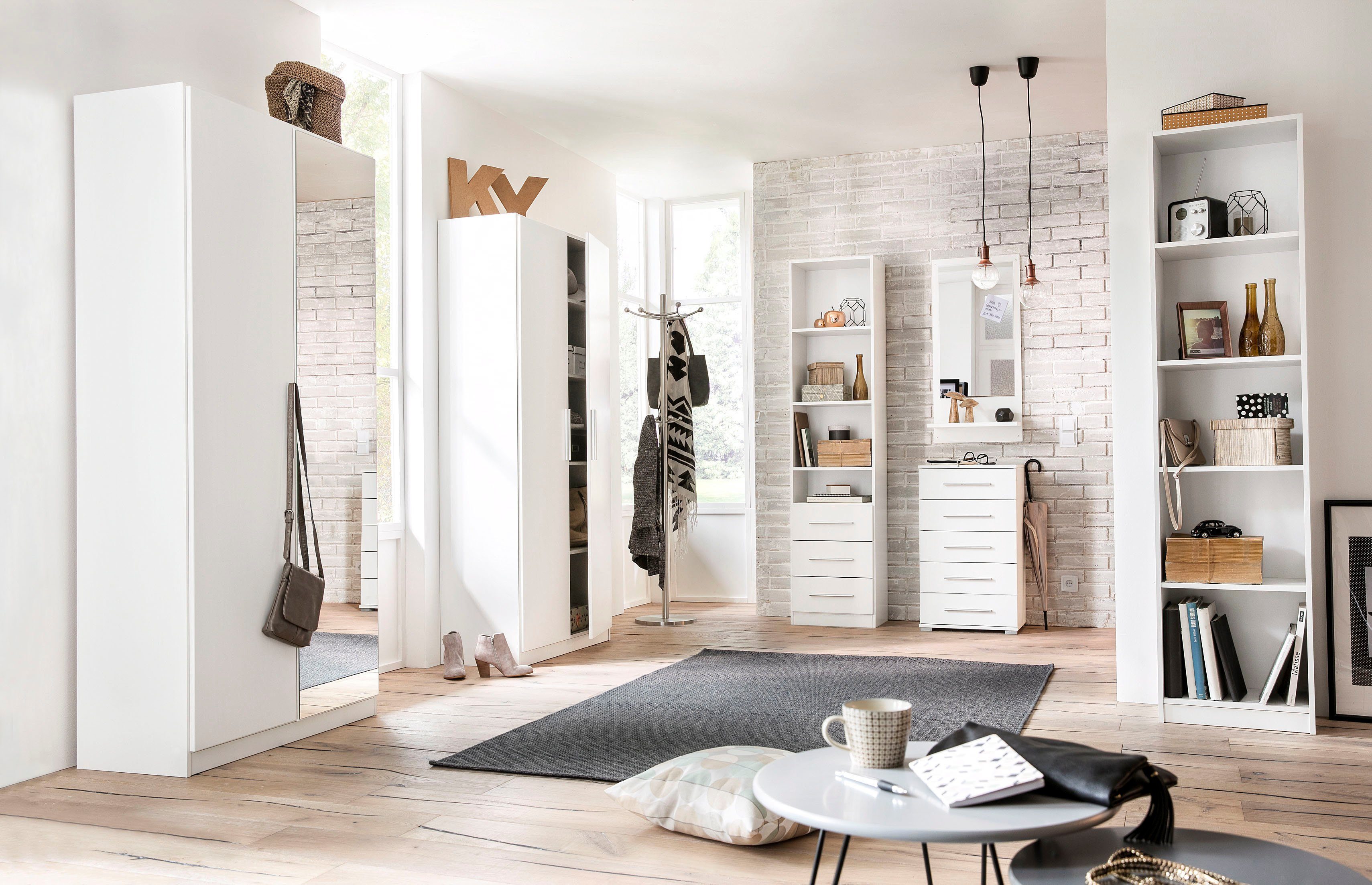 rauch Mehrzweckschrank Garderobe Kleiderschrank Schrank Schuhschrank Putzschrank MINOSA (Breiten 47/69/91/136 cm, Höhen 197/210 cm) In 4 Breiten mit vielen Einlegeböden für viel Stauraum MADE IN GERMANY