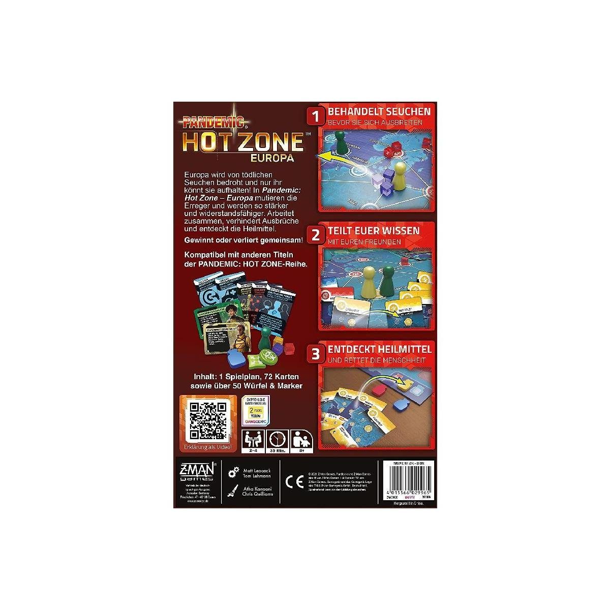 Z-Man Games 2-4... Spiel, ZMND0020 Familienspiel Hot Brettspiel - Zone: - Pandemic: Europa