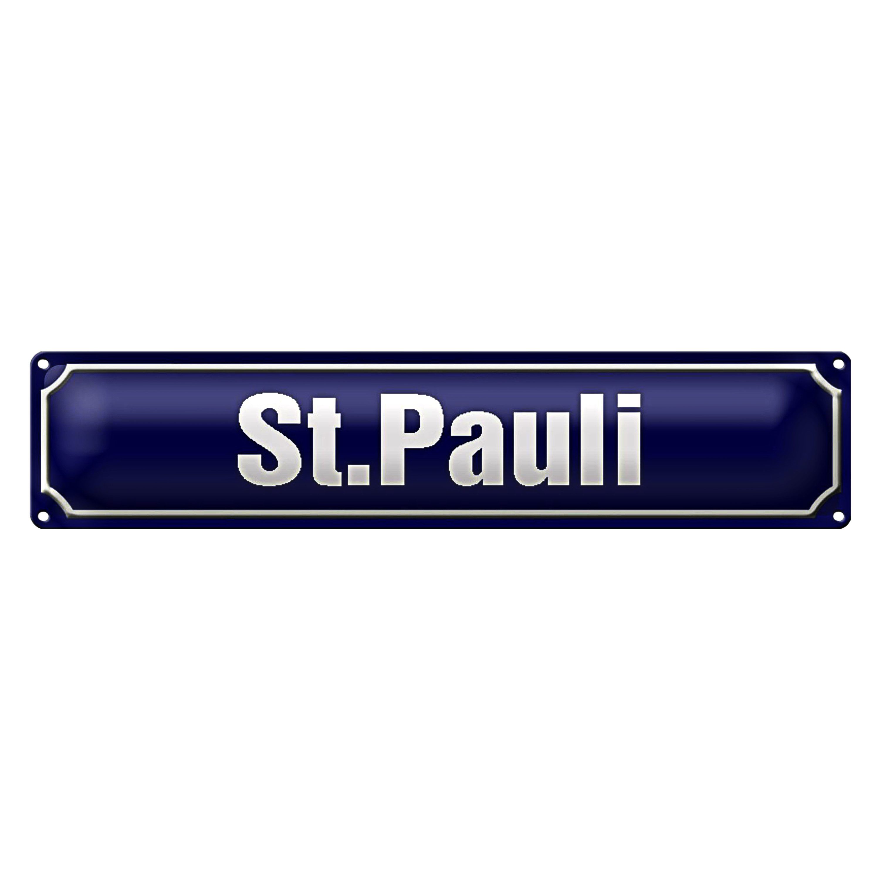 Roomando Metallschild Blechschild Straßenschild 46x10cm St. Pauli Hamburg Dekoration