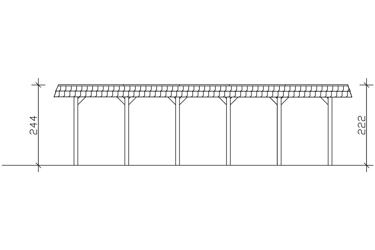 Skanholz Einzelcarport Spreewald, 396x893 cm, BxT: 209 cm Einfahrtshöhe grün