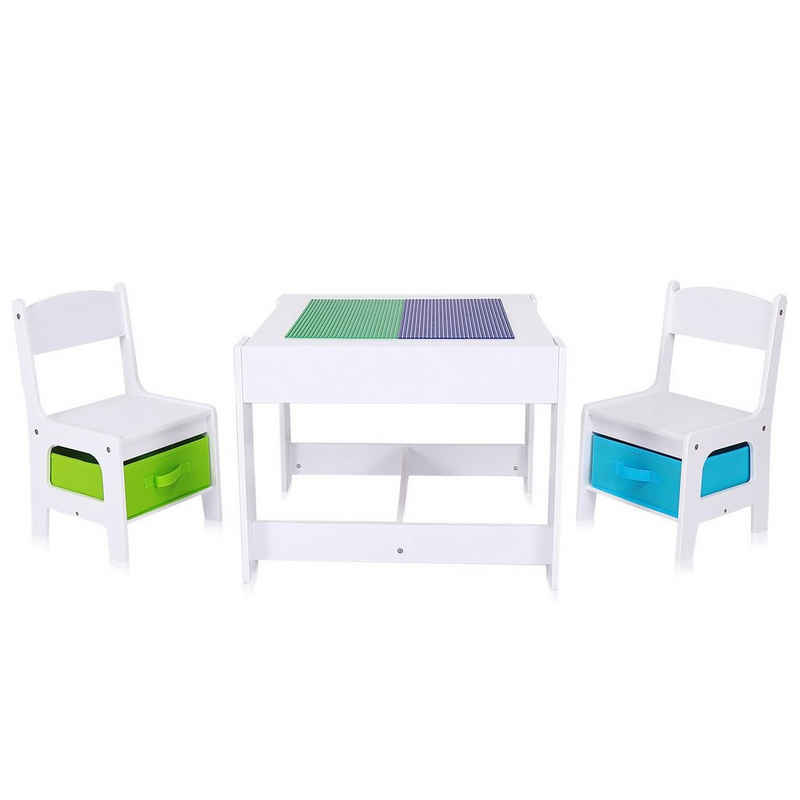 Baby Vivo Kindersitzgruppe »Kindersitzgruppe mit multifunktionalem Tisch und 2 Stühlen aus Holz - Moritz«