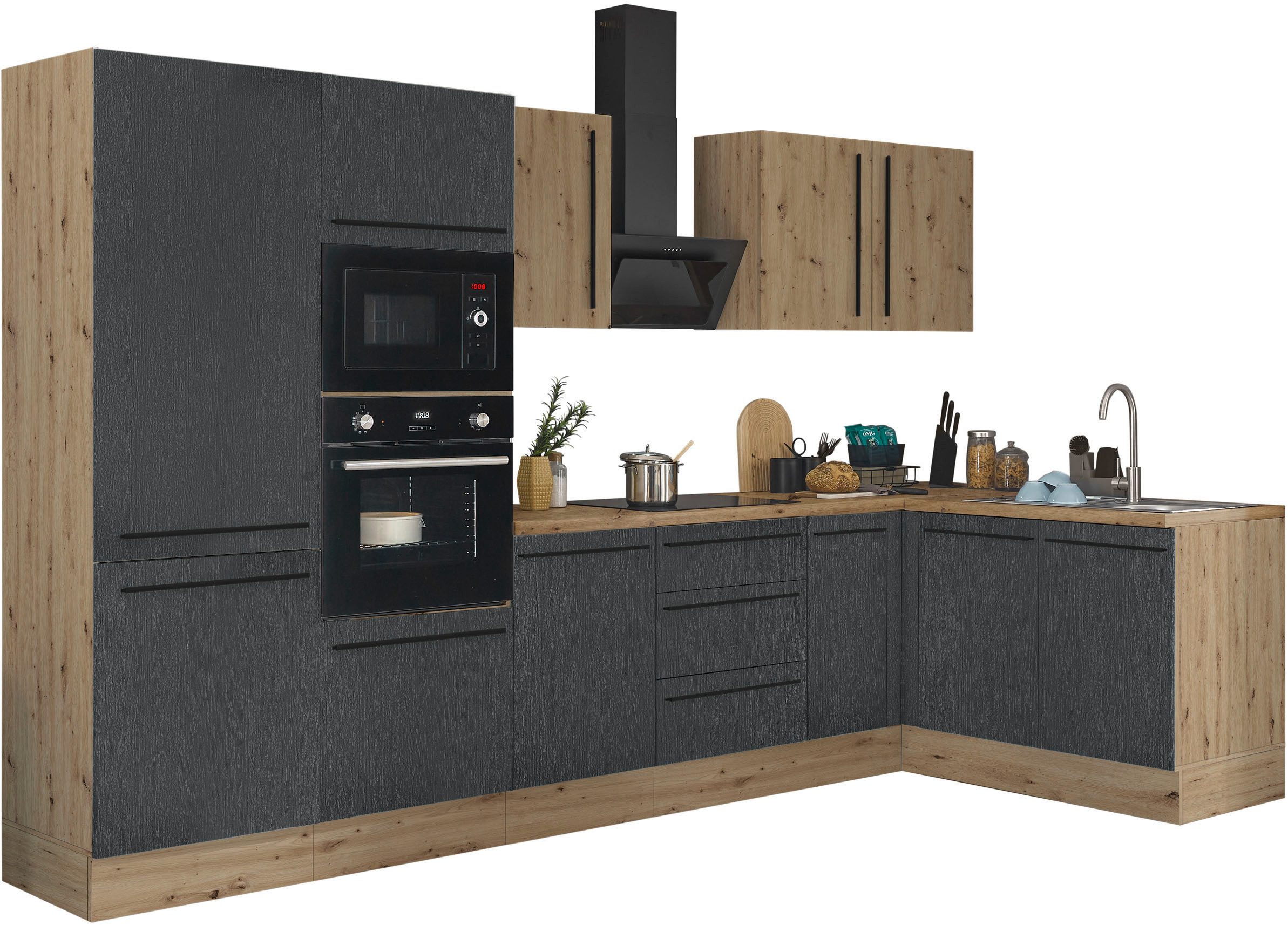 KOCHSTATION Winkelküche Florida, Stellbreite 330x165 cm, wahlweise mit E-Geräten, mit Softclose für Türen und Schubkästen