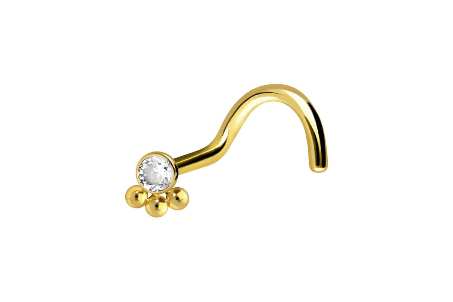 PIERCINGLINE Nasenpiercing Titan Nasenstecker Spirale KRISTALL + 3 KUGELN ( günstig online kaufen