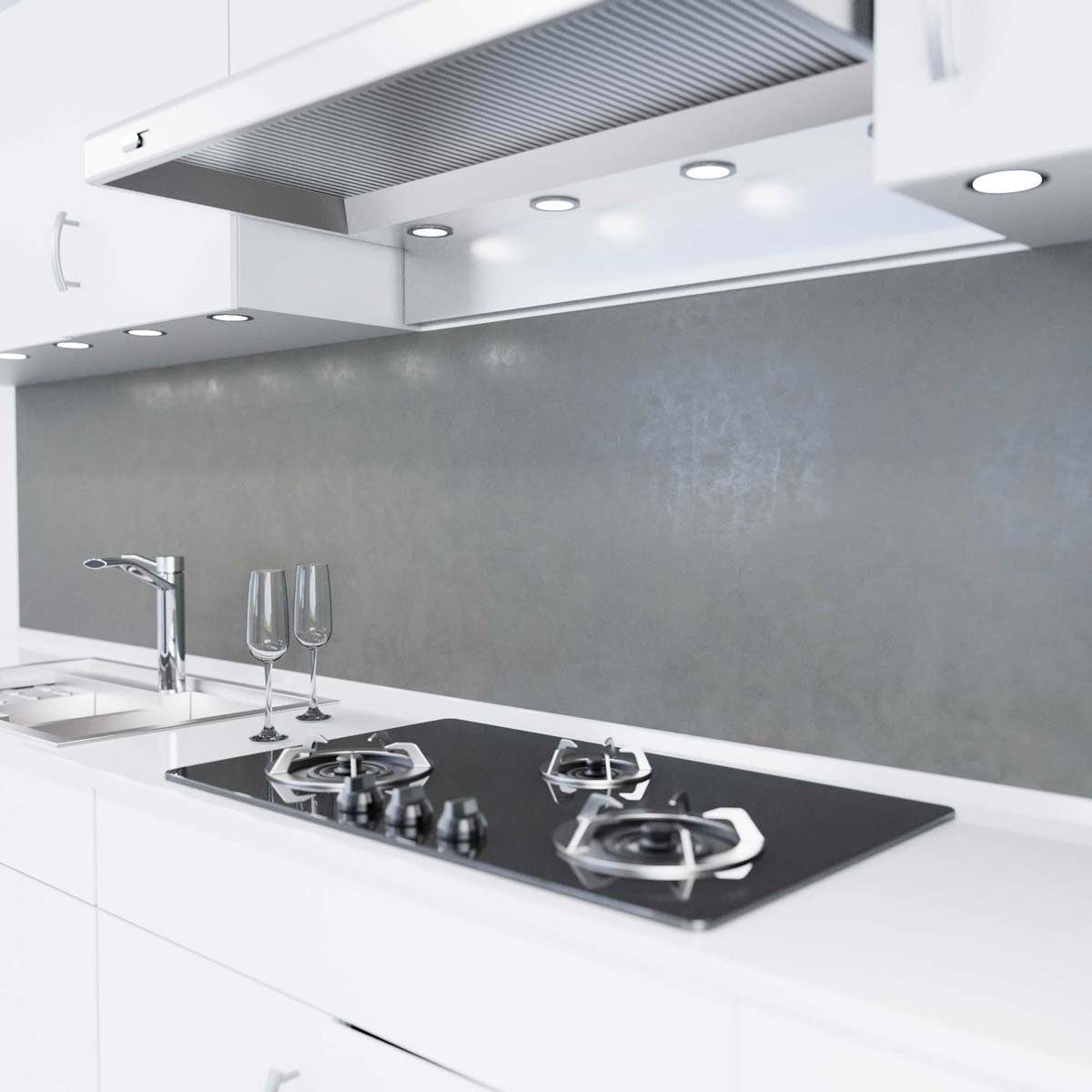 danario Küchenrückwand selbstklebend - Beton 3D-Optik - - dunkel PET Spritzschutz Folie versteifte Küche