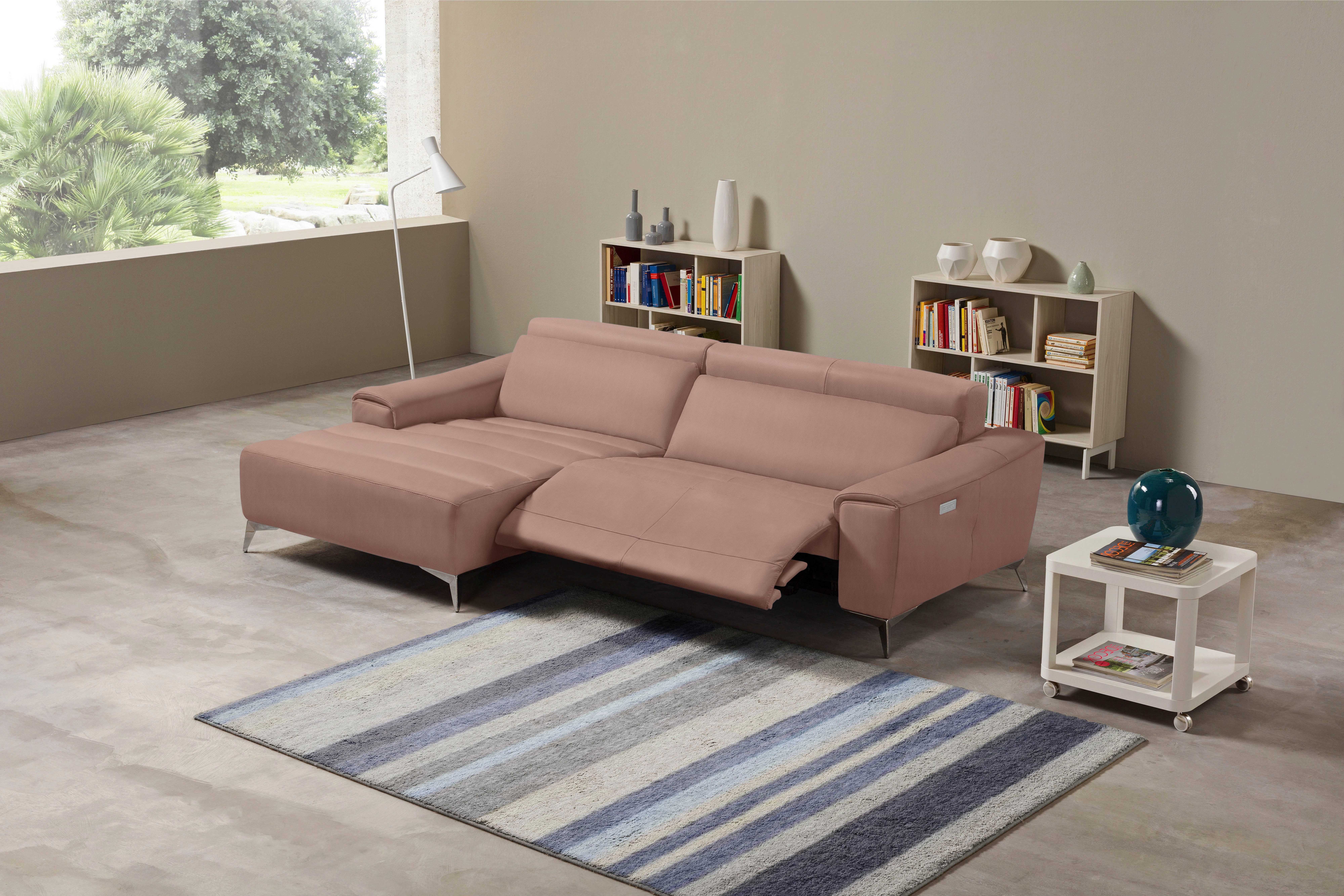 Egoitaliano Ecksofa Suzette, Designsofa mit hohem Sitzkomfort, mit Recamiere, inkl. 1 elektronischen Relaxfunktion, L-Form