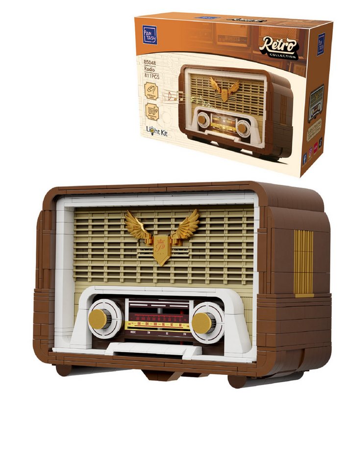 Pantasy Pantasy 85048 Retro Radio 811 Teile mit Funktionen und Beleuchtung Konstruktions-Spielset, (811 St)