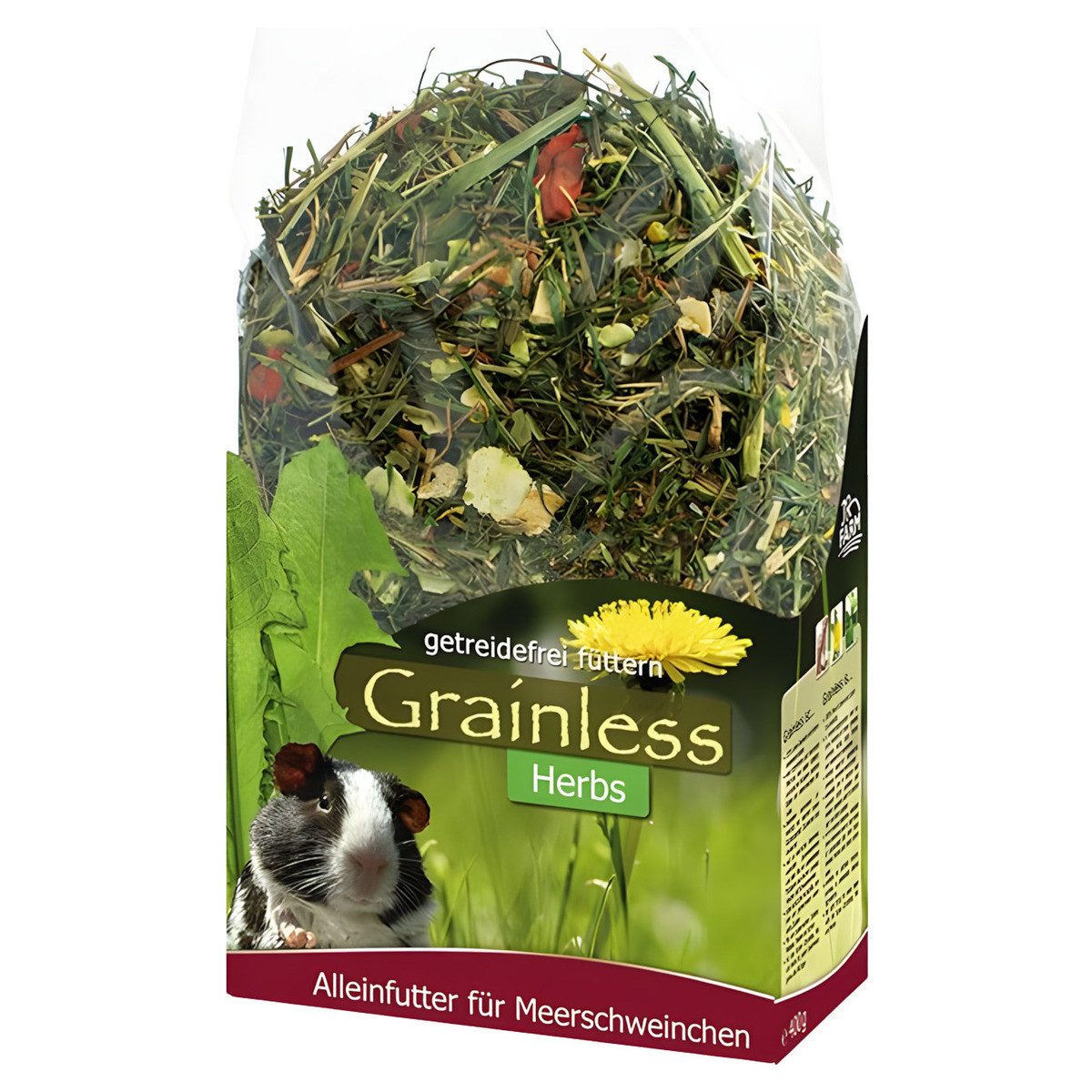 JR Farm Grainless Herbs Meerschweinchen 400 g - 6 Stück, Trockenfutter für: Kleintier
