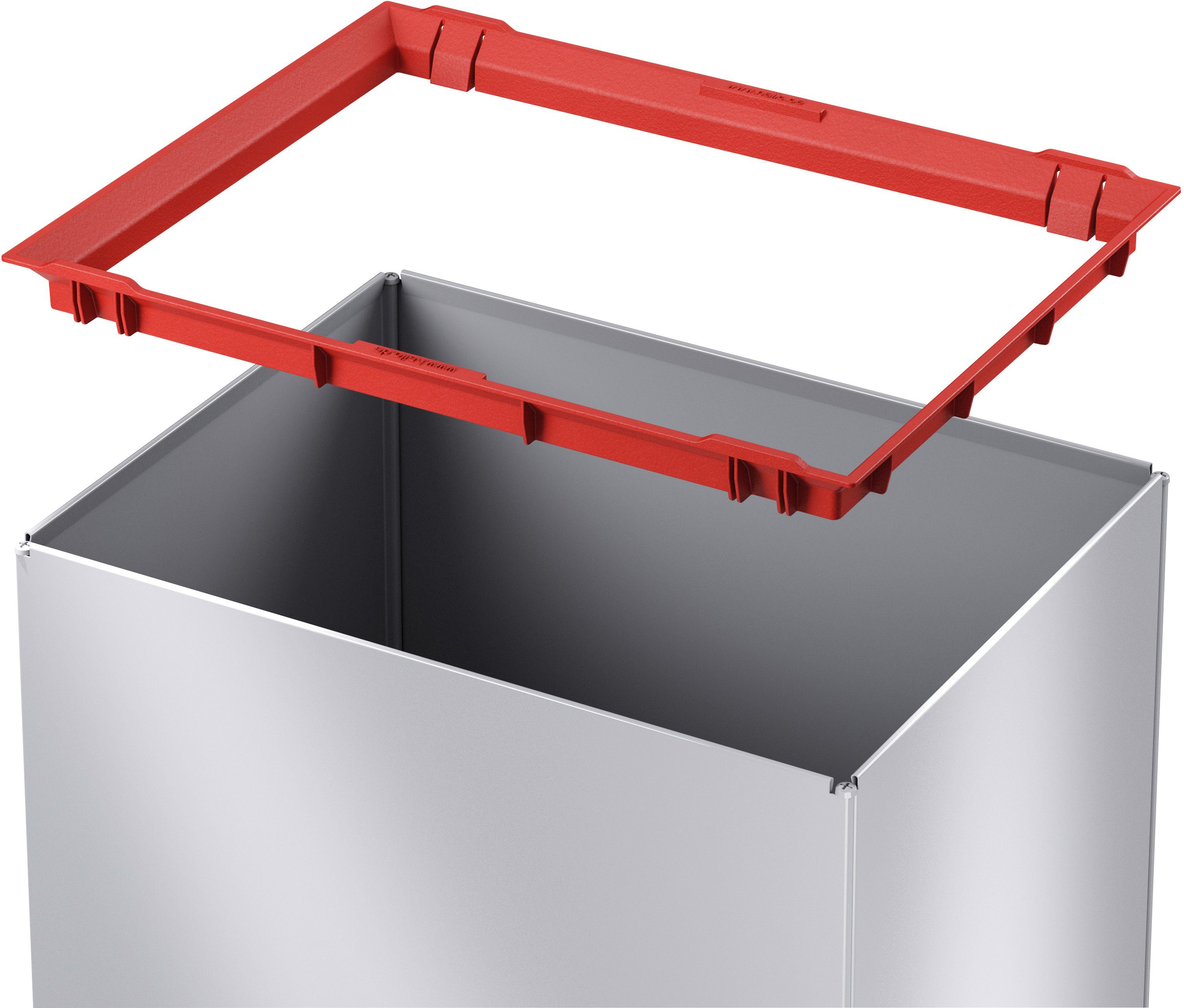Liter, Abfallbox Big-Box Hailo mit 35 Stahlblech, aluminiumfarben/schwarz selbstschließendem Swing Schwingdeckel L, Mülleimer