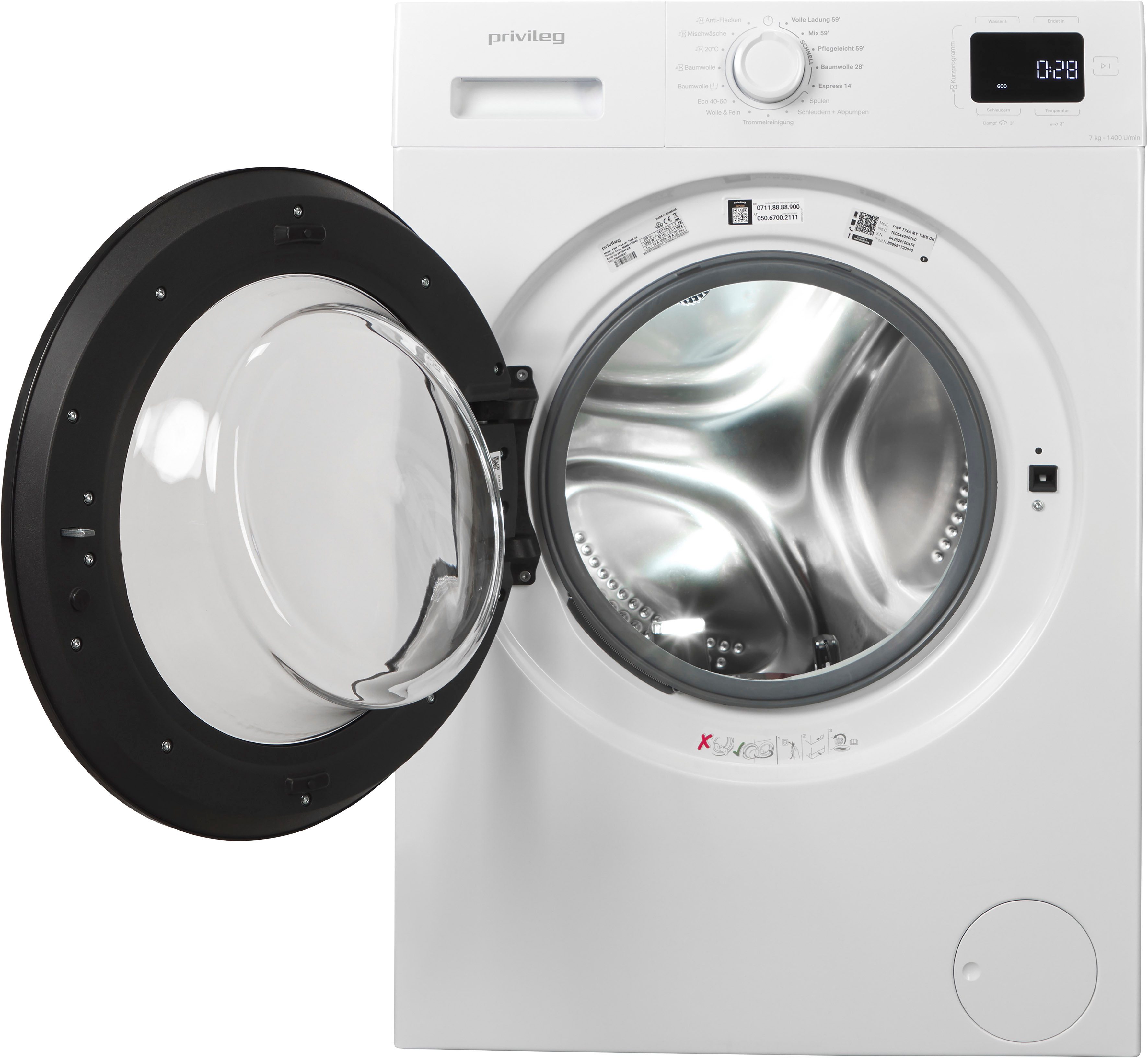 Privileg Waschmaschine MY TIME PWF 774A MY TIME DE, 7 kg, 1400 U/min, Quick Cycles – 5 Programme in unter 1 Stunde