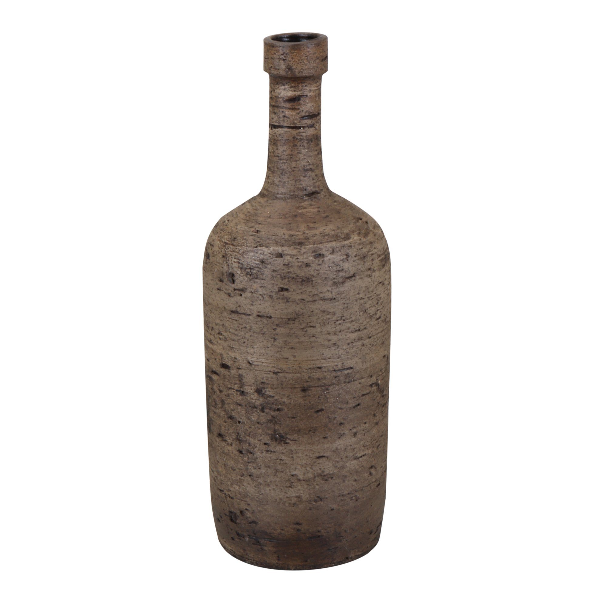 tegawo Dekovase Lava-Conica, Keramik Flasche mit Struktur handgemacht Braun