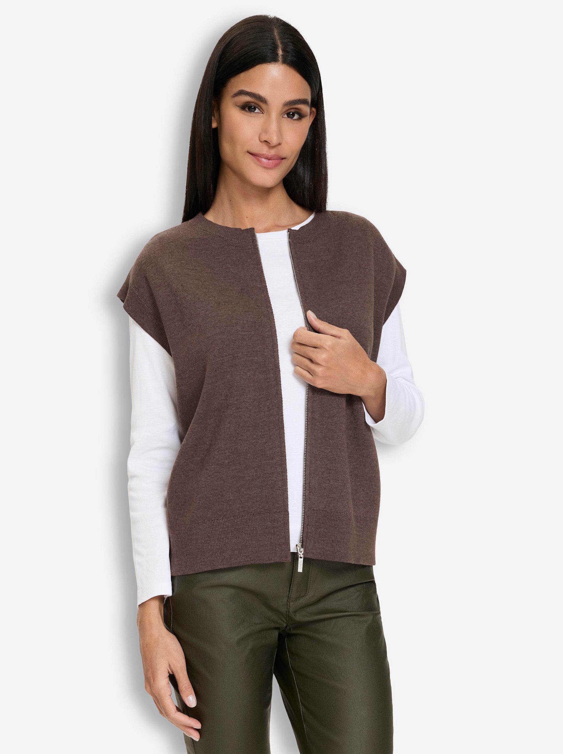 heine Strickjacke Strickweste Ärmellos Feinstrick, Milano-Ripp