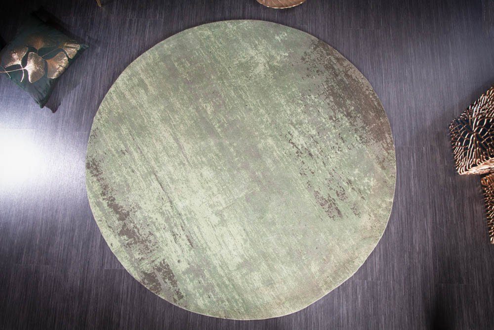 riess-ambiente Teppich MODERN ART 150cm grün, rund, Höhe: 10 mm, Vintage · Schlafzimmer · Wohnzimmer · Flur