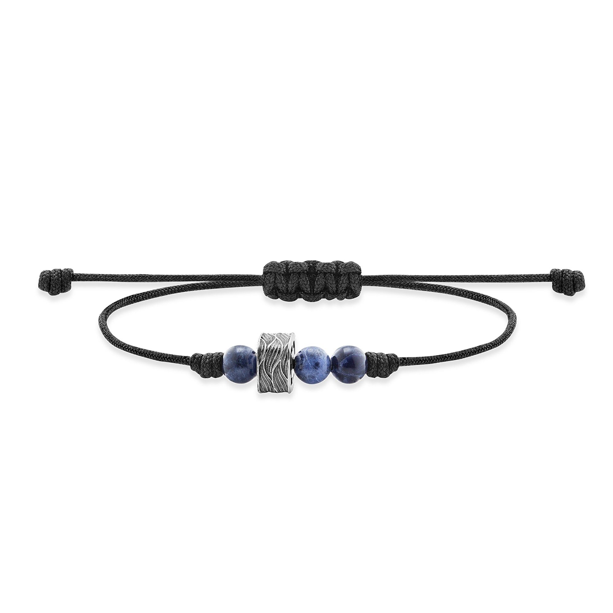 CAÏ Armband Silber 925 oxidiert Sodalith Nylonfaden