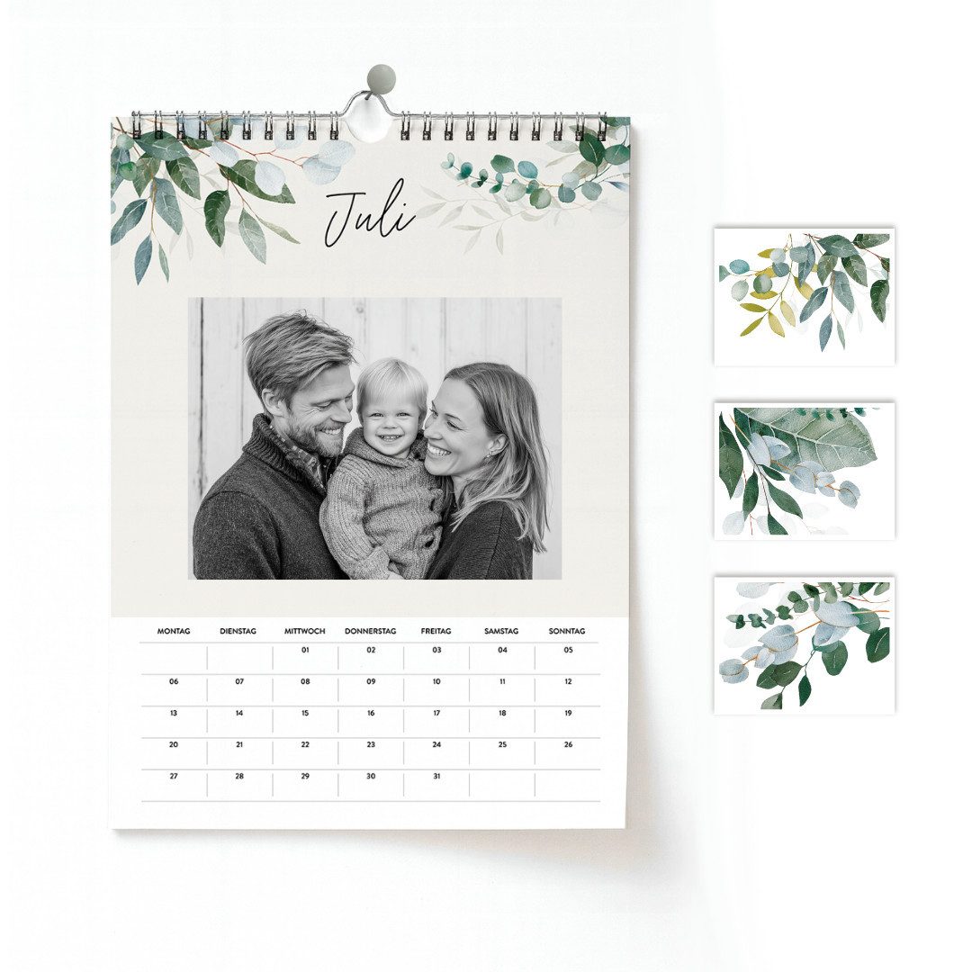 heaven+paper Семейный календарь Fotokalender DIN A4 Green 2026, mit Feiertagen, Настенный календарь, Hergestellt in Deutschland