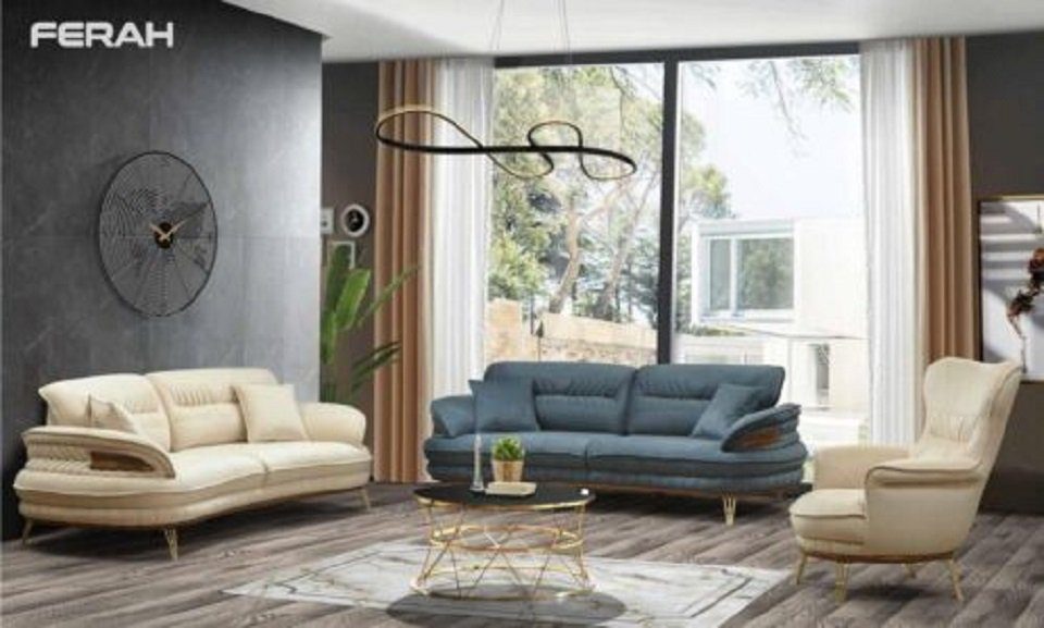 Sitzer Sessel Sofa Made Sofas Luxus, Sofagarnitur Sitz Sofa JVmoebel Garnitur 3+3+1 in Europe
