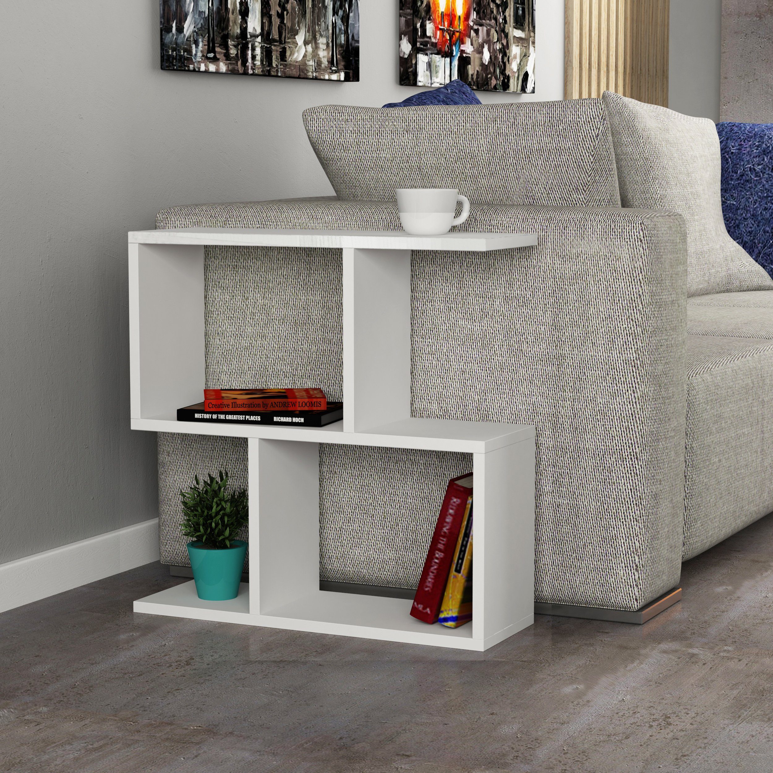 Decortie Beistelltisch Homemania, Modern Seite Ende Beistelltisch, Couchtisch, 60 x 19,5 x 60 cm