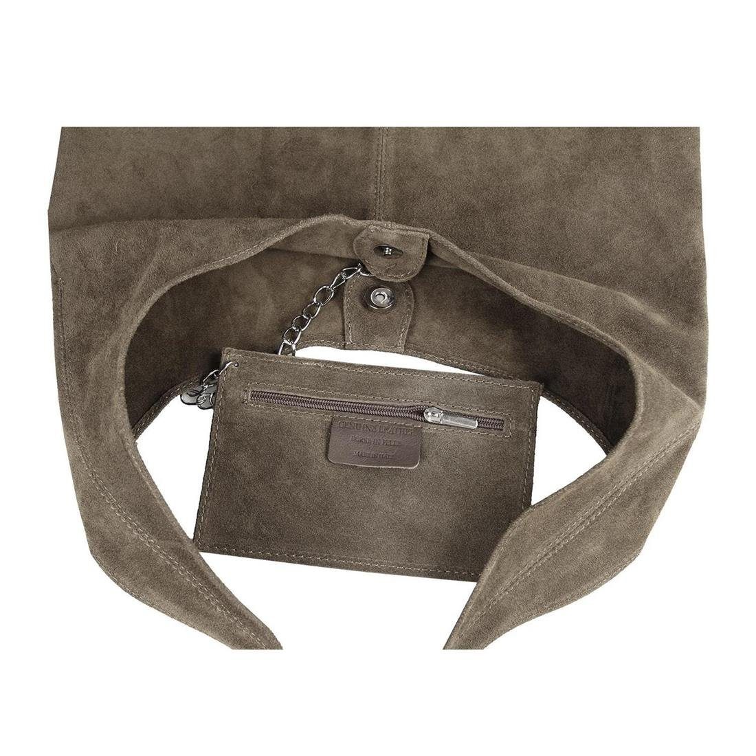 ITALYSHOP24 Schultertasche Made in Italy Damen Leder Wildleder Tasche Umhängetasche Beuteltasche, Premium Business Echtleder Shopper Bag leicht groß klassisch geräumig