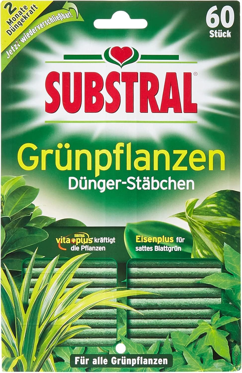 Pflanzenstärkungsmittel Substral Dünger-Stäbchen für Grünpflanzen mit Eisen-Plus 60 Stück