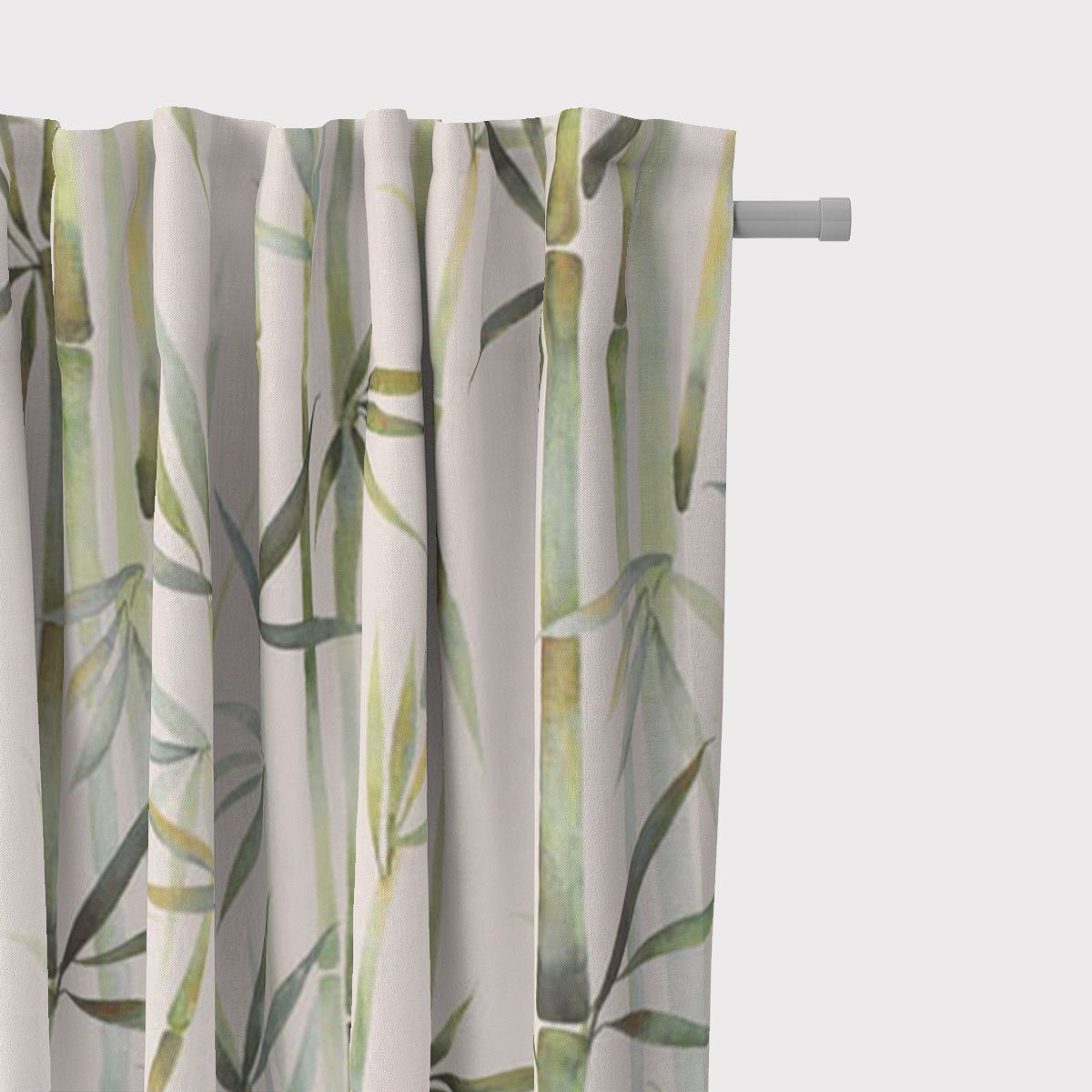 Vorhang SCHÖNER LEBEN. Vorhang Pacific Bambus dunkel-beige grün 245cm, SCHÖNER LEBEN., Smokband (1 St), blickdicht, Baumwolle, handmade, made in Germany, vorgewaschen