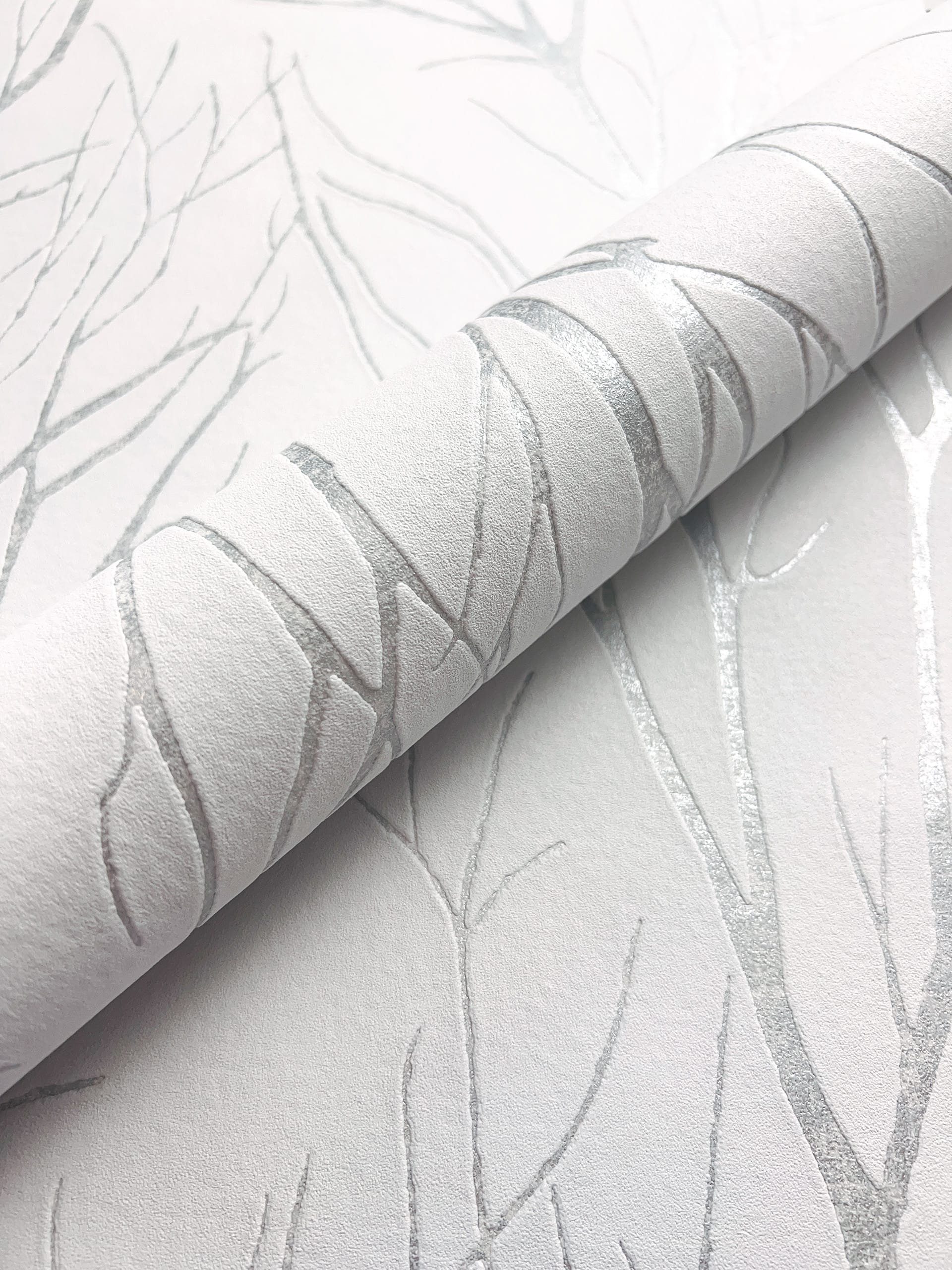 Newroom Vliestapete, Weiß Tapete Floral Äste günstig online kaufen