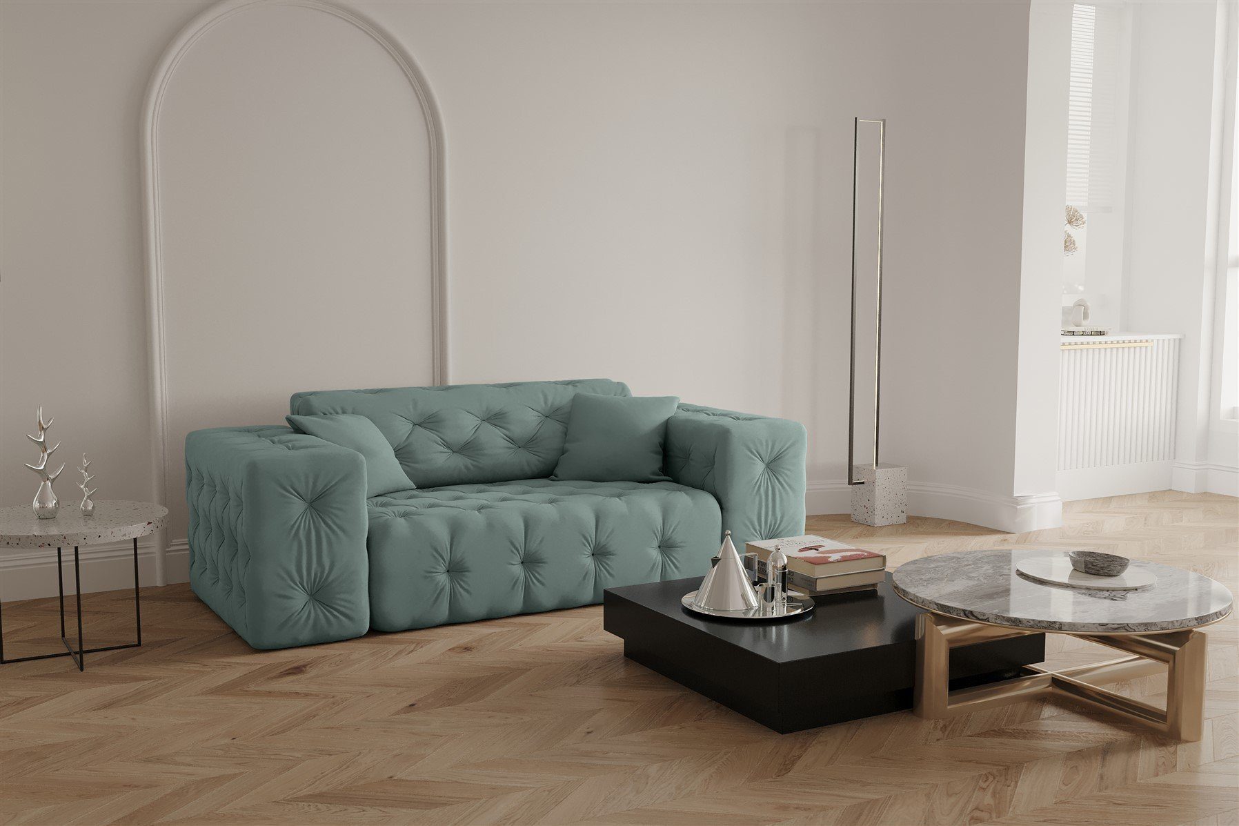 Saphir Sofa Sofa Opera 2-Sitzer CHANTAL in Möbel Velvet Stoff Designersofa Fun