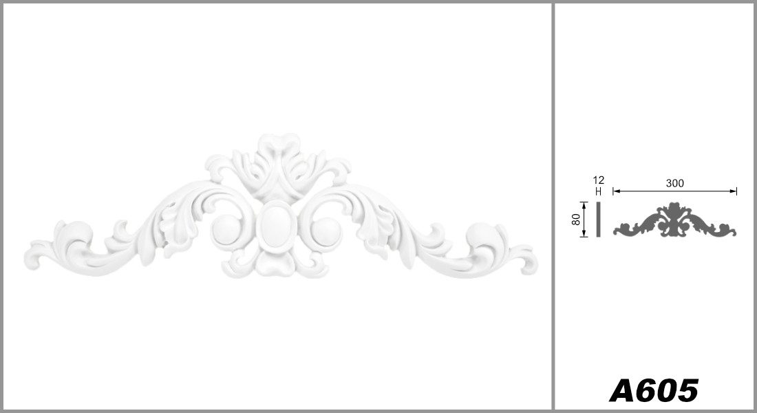 Grand Decor Ornament (Ornament aus PU - große Auswahl, 80x300mm Stuck, stoßfeste Deko schnitzerei - Verzierung für Wand und Deck) – Bild 2 von 2