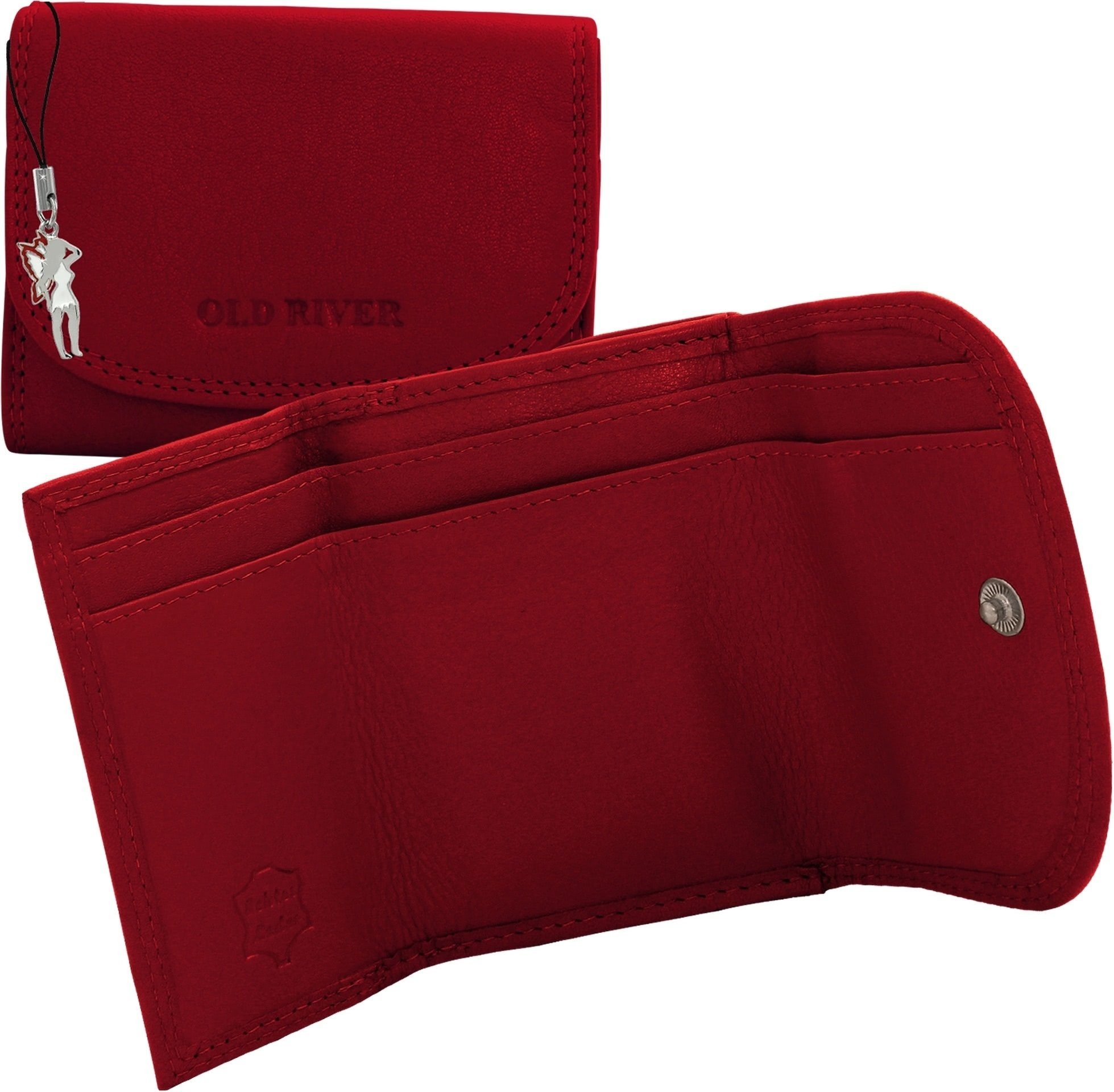 Old River Geldbörse Old River Geldbörse echtes Leder rot (Portemonnaie, Portemonnaie), Damen, Jugend Echtleder Geldbörse Größe ca. 9,8cm, rot