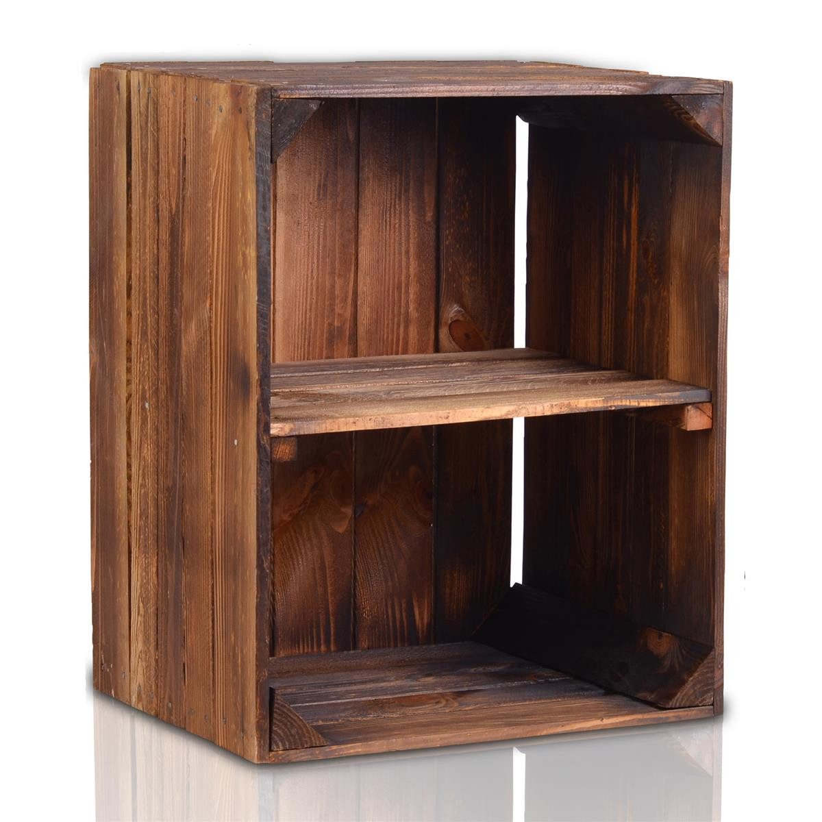 CHICCIE Holzkiste Kurzes Regal Dunkel Geflammt 50x40x30cm - Kisten Box (1 St)