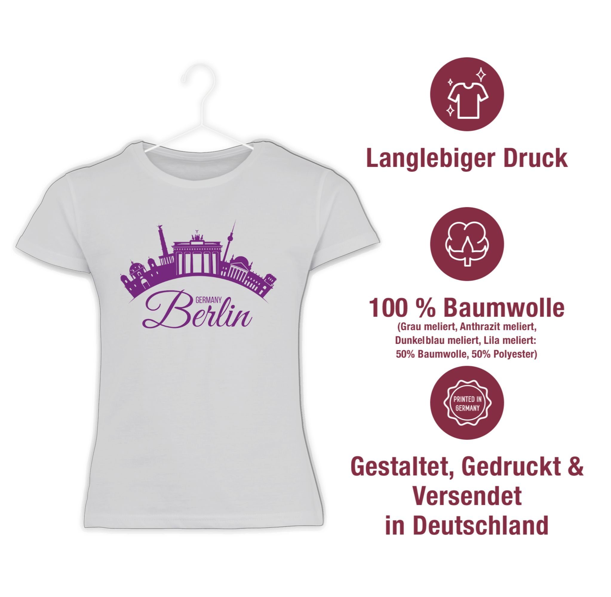 3 Länder Berlin Shirtracer Kinder Wappen Deutschland Germany Weiß T-Shirt Skyline