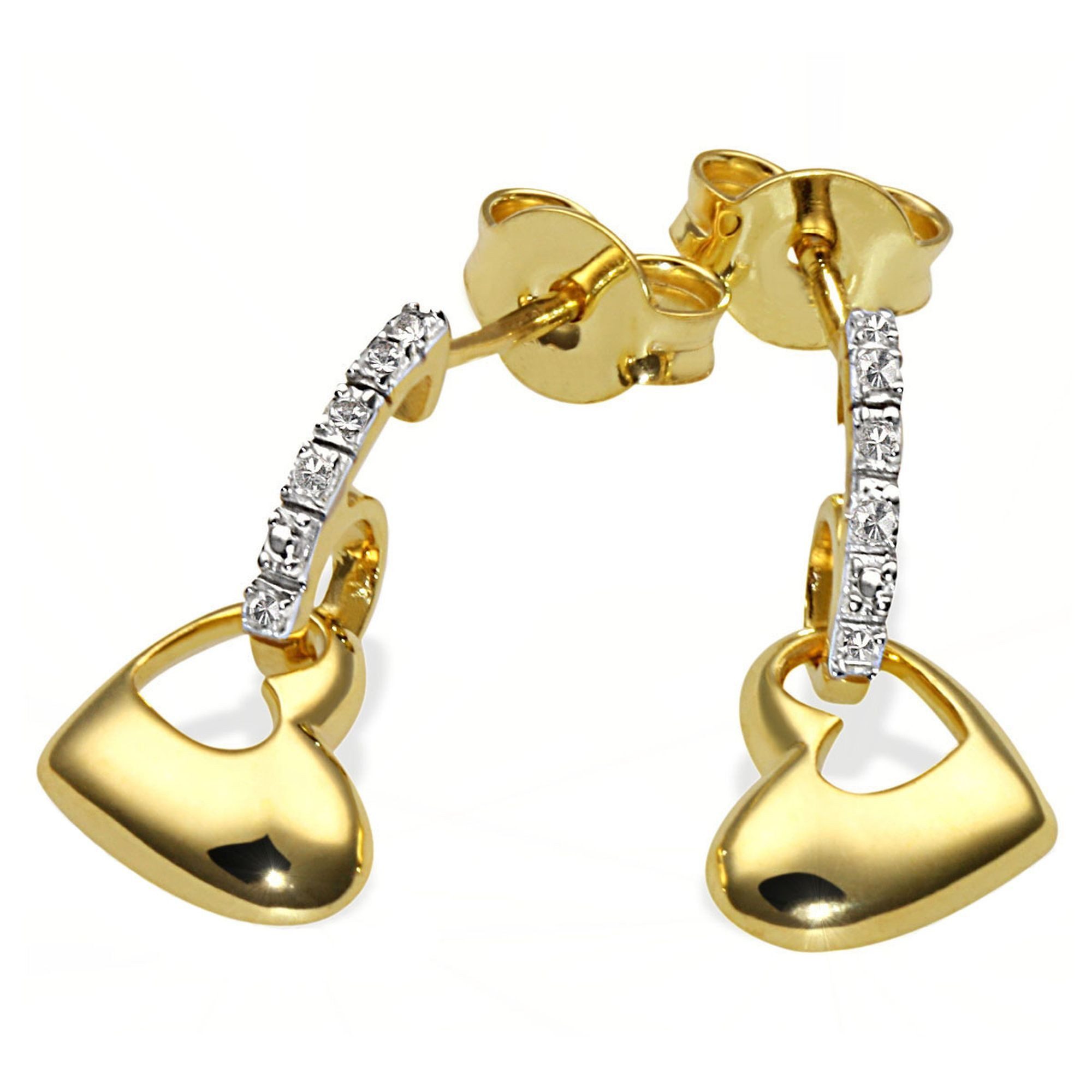 goldmaid Paar Ohrstecker 375 Gelbgold Glänzend 6 Diamanten weiß