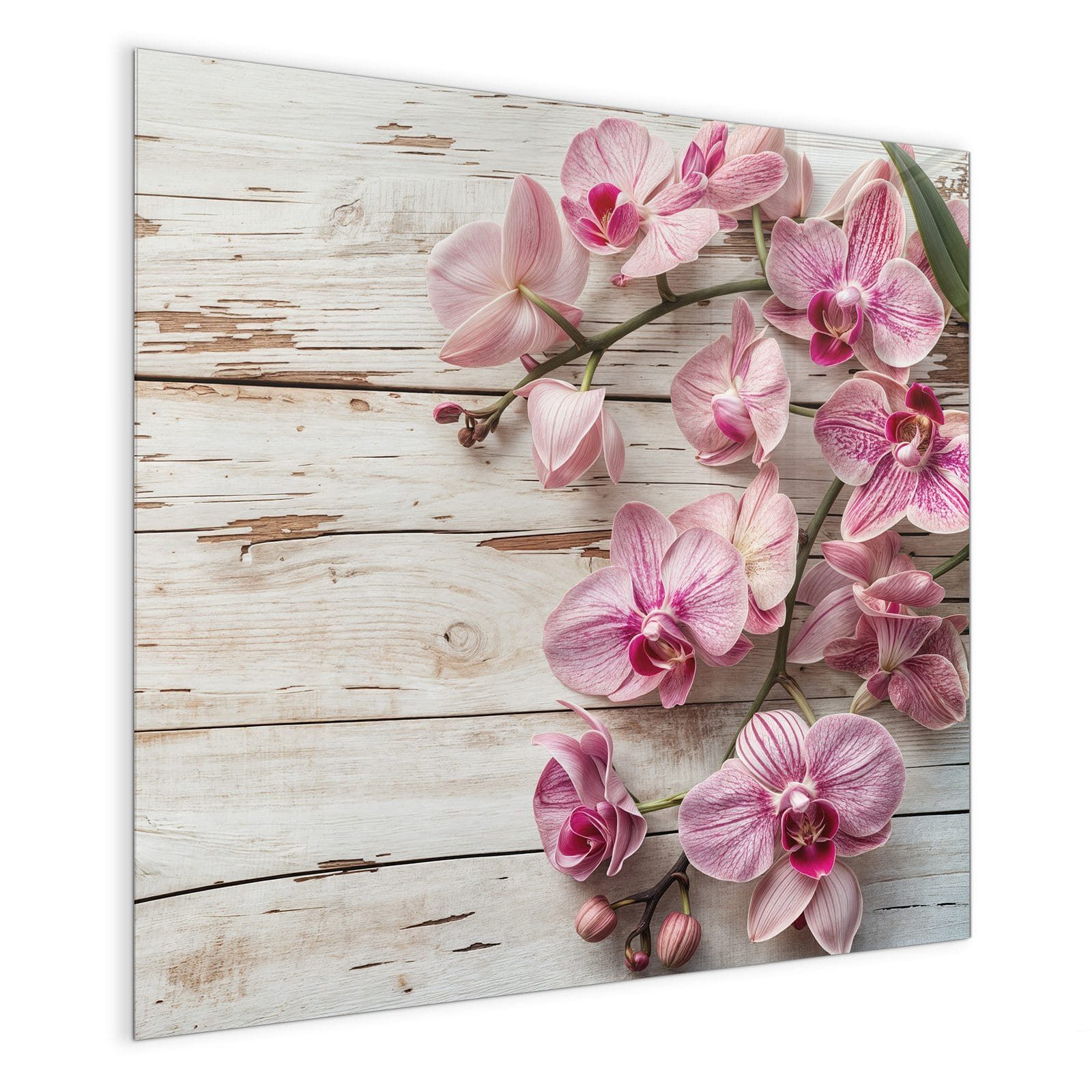 Primedeco Magnettafel Glas Orchideen auf Holz Pinnwand Whiteboard beschreibbar, (Inklusive Stift, Magnete und Montagematerial, 1-tlg., 9 verschiedene Größen), Magnetisch und Beschreibbar
