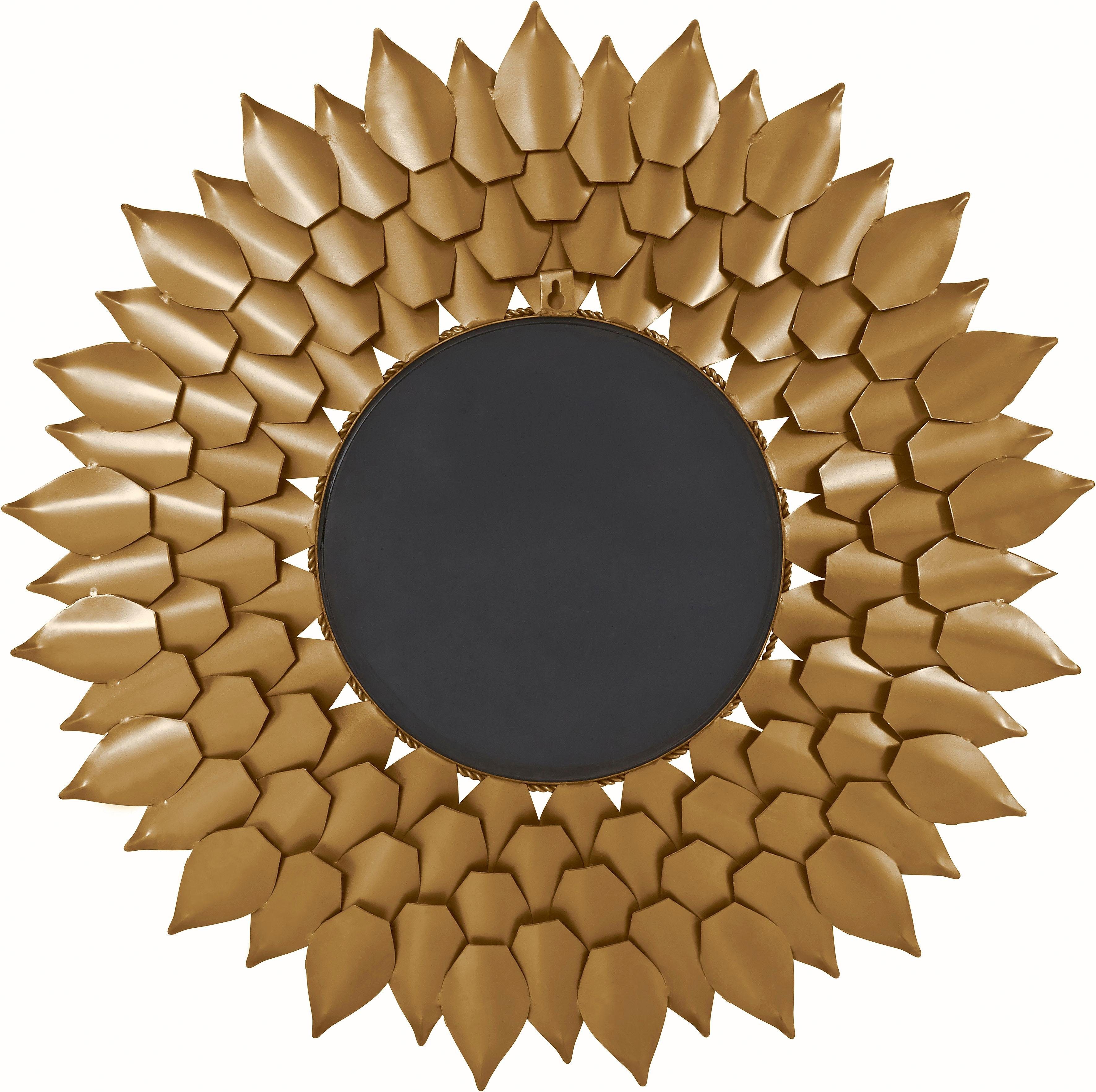 Leonique Blattgold-Finish, Rahmen Metall Dekospiegel aus Sarai, Wandspiegel, 73,5 goldfarben Sonne, Ø mit cm,