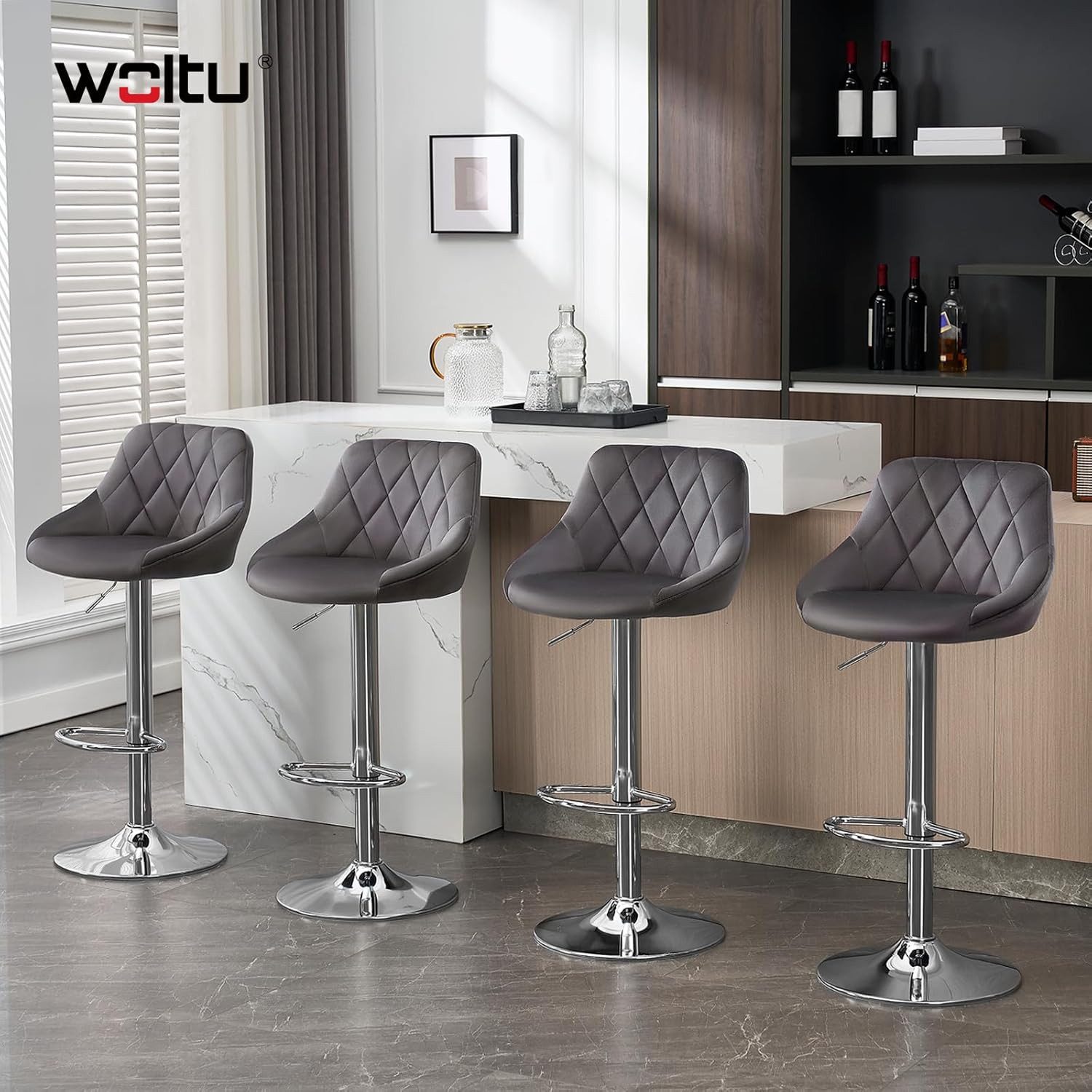 Woltu Barhocker (2 St), gepolsterte Sitzfläche, Höhenverstellbar Drehbar günstig online kaufen