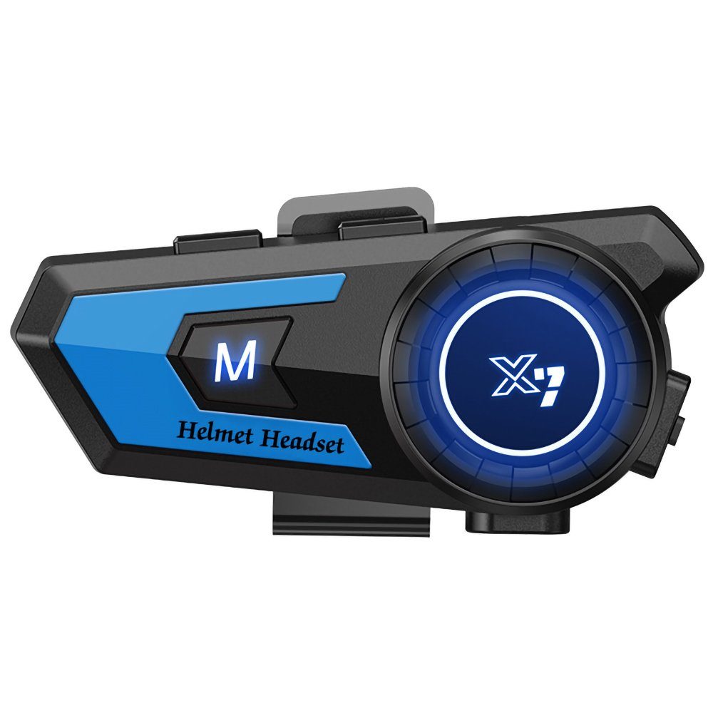 GelldG Motorrad Headset Intercom Motorrad Kommunikationssystem Bluetooth-Kopfhörer Blau