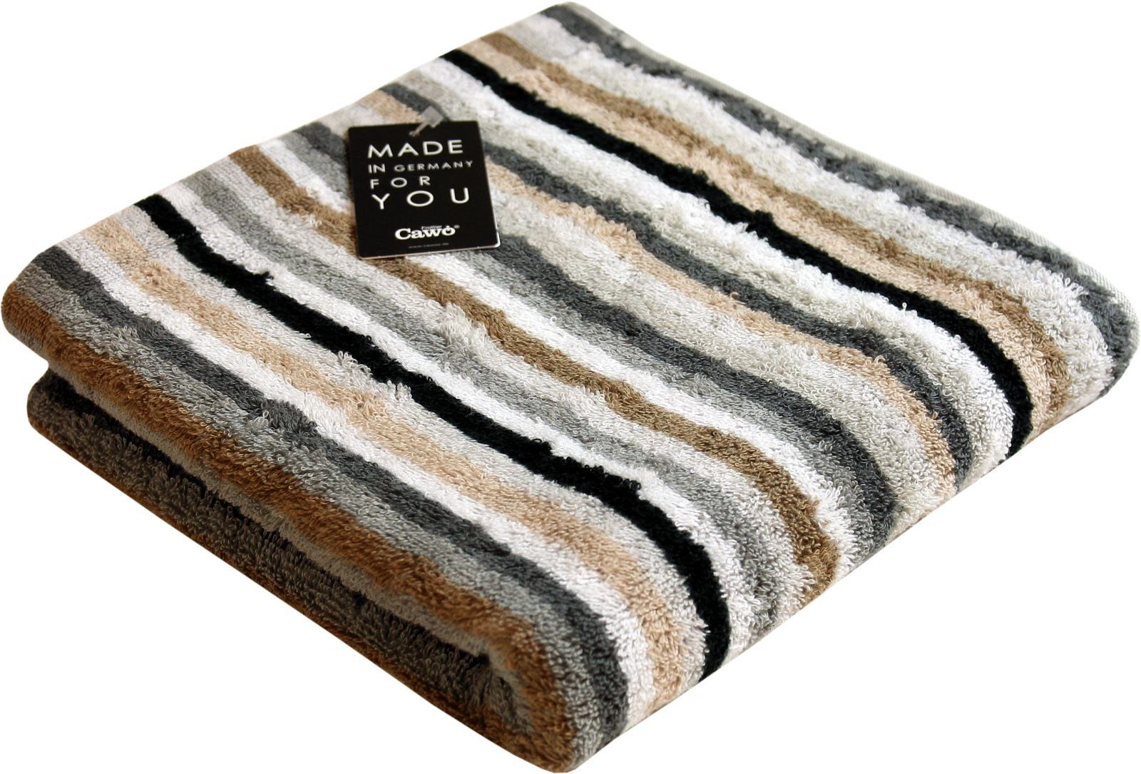 Handtuch Cawö Handtücher Lifestyle Kiesel gestreift 7048
