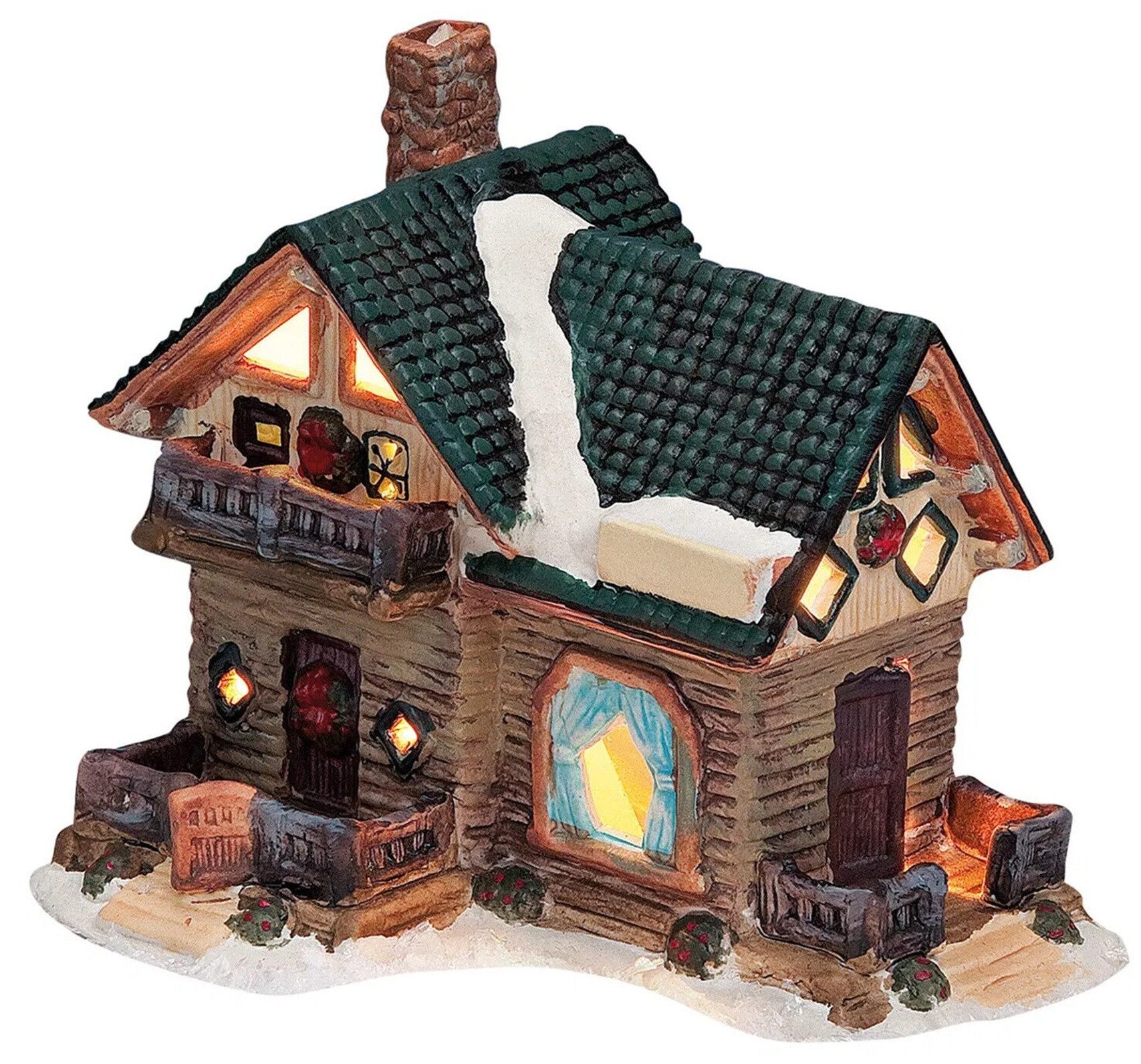 Wurm Dekoobjekt Lichthaus Blockhaus aus Porzellan