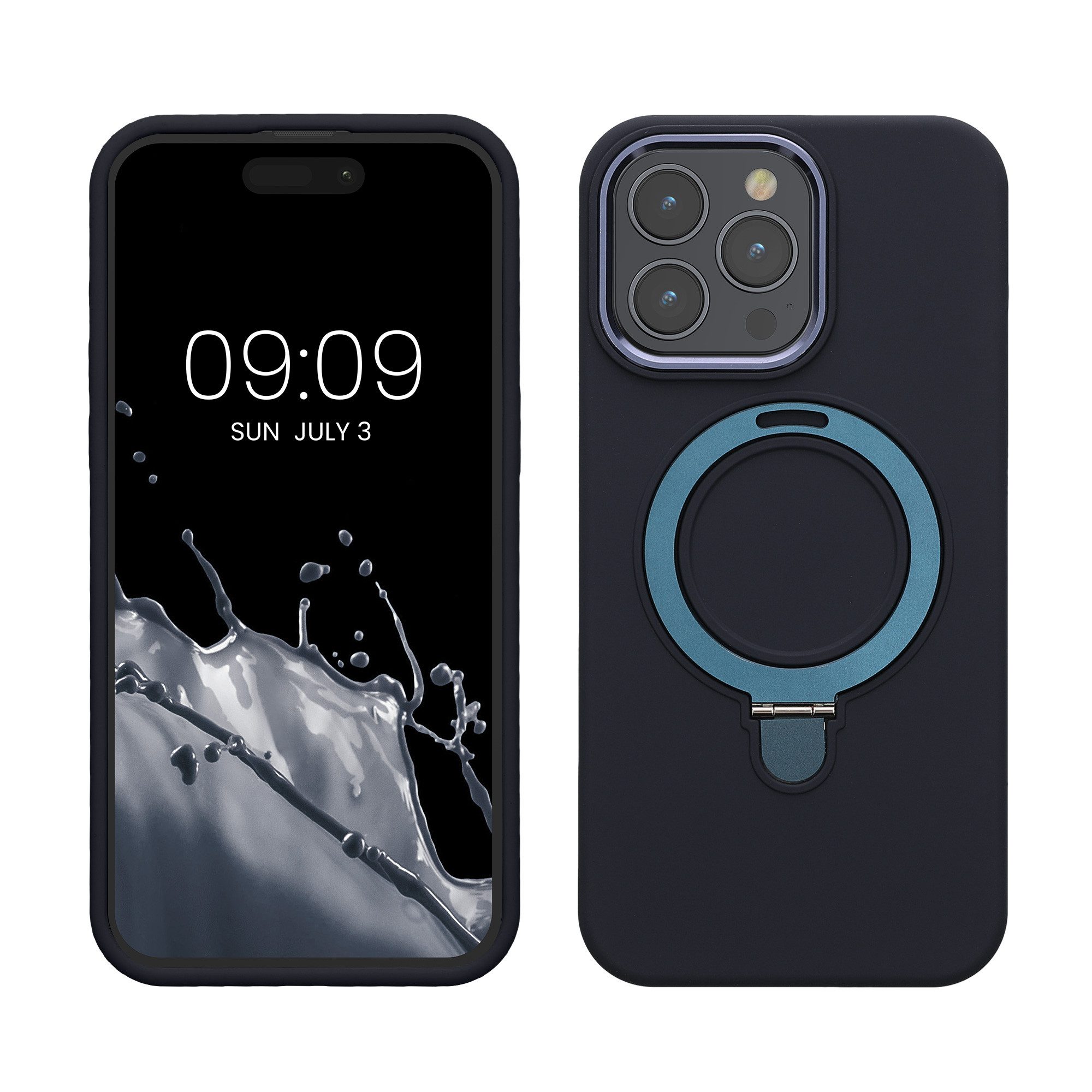 kalibri Handyhülle Silikon Hülle für Apple iPhone 15 Pro Max -, Case kompatibel mit MagSafe - Cover mit Stand Fingerhalter