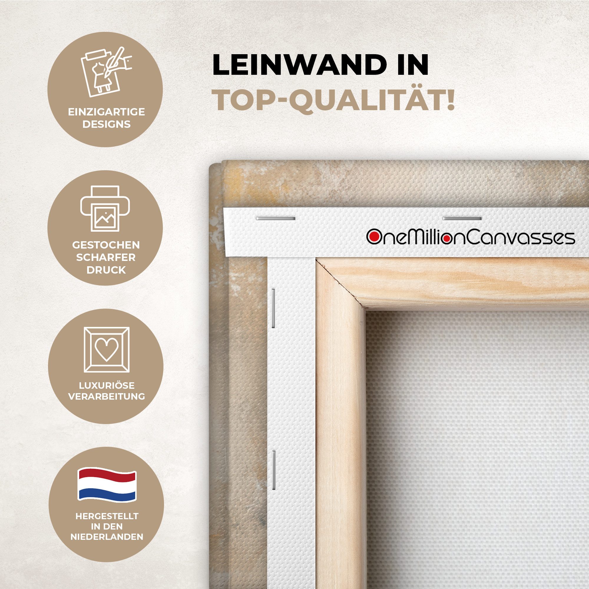OneMillionCanvasses® Leinwandbild Weihnachten - Kugeln - Beige - Gold, Fotodruck (1 St), Wandbild, Deko Schlafzimmer Wohnzimmer Flur 20x20 cm