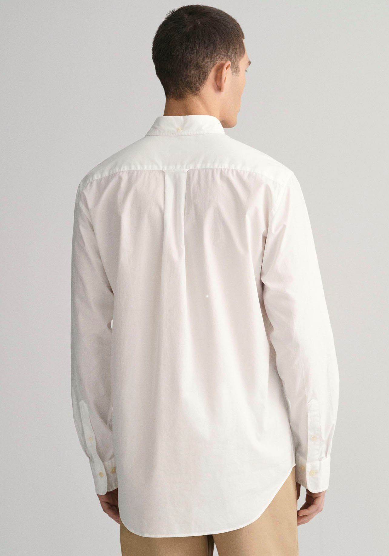 Gant Langarmhemd REG POPLIN SHIRT White Brusttasche Stickerei Label mit der auf