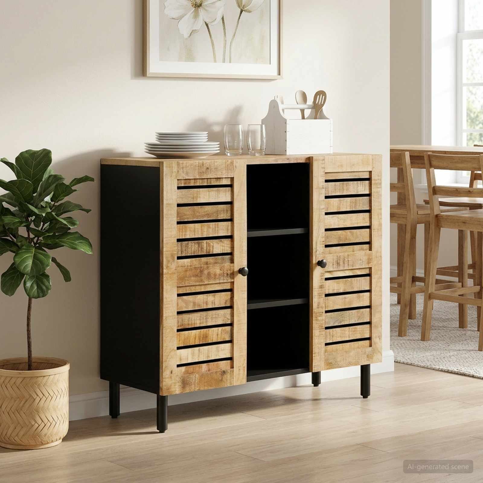vidaXL Schranksystem Stauraumschränke Natur 90 x 33 x 75 cm Massivholz (1-St)