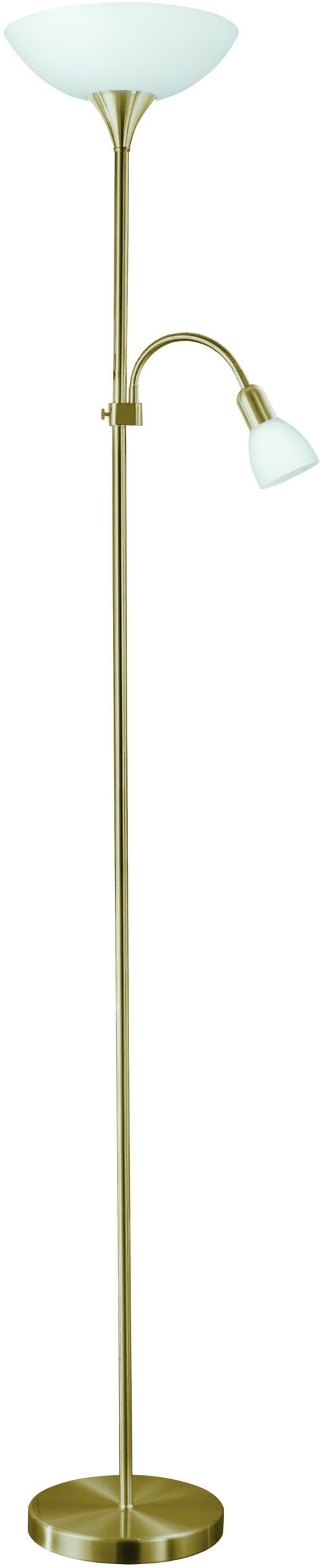 EGLO Stehlampe UP 2 Stehlampe - Stahl - E27;E14 - 1X60W;1X18W - IP20, Ein-/Ausschalter, Lesearm, ohne Leuchtmittel, Standleuchte, Leselampe, Wohzimmer, Schlafzimmer, H176,5 x Ø27,5 cm