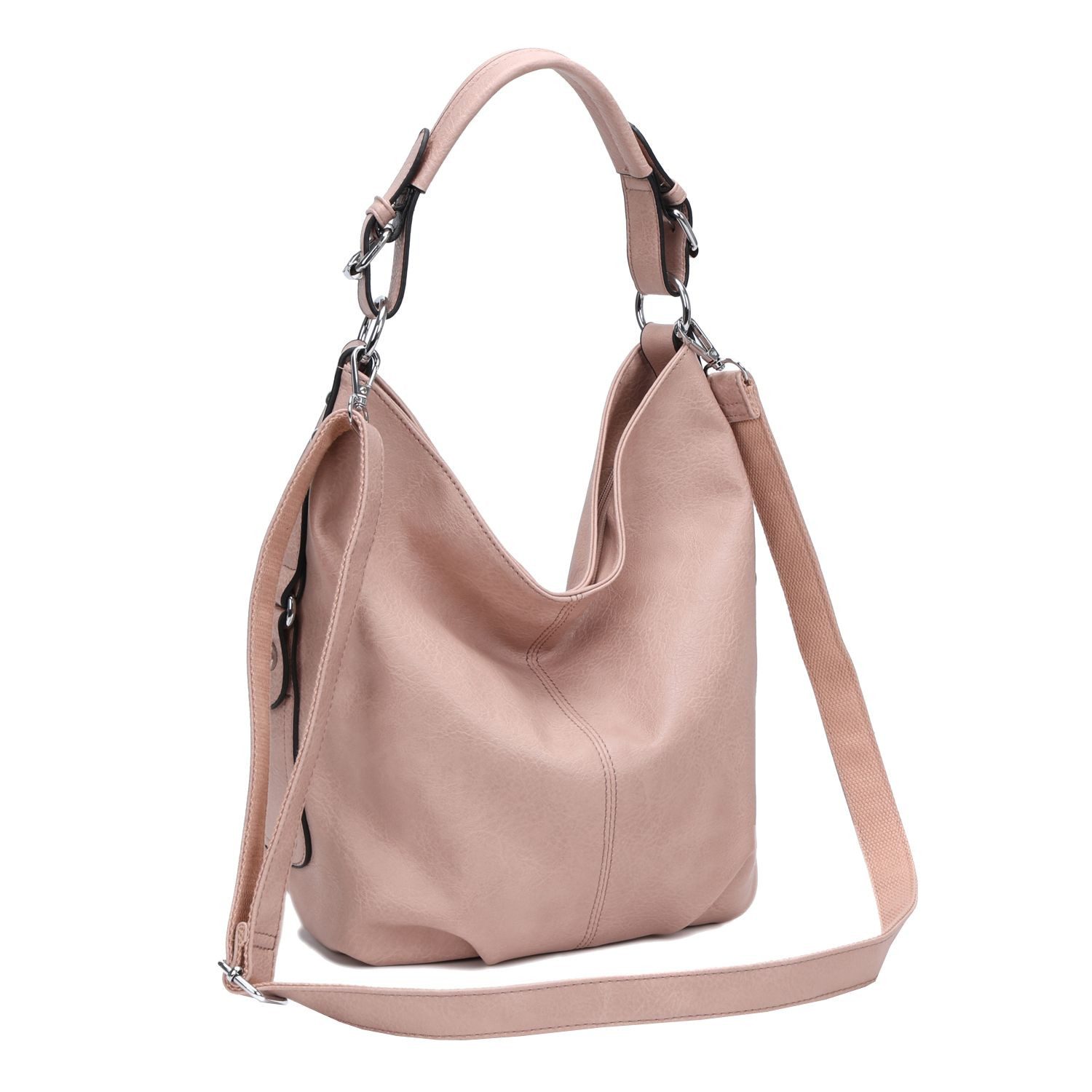 ITALYSHOP24 Schultertasche DAMEN SHOPPER Hobo Bag Umhängetasche Handtasche City Bag Cross-Over (Spar-Set: Henkel Tasche mit Schultergurt, Workbag Leder Optik, 2-tlg., mit Henkel und Schultergurt), Damentasche Freizeit Abend Leder Optik Henkeltasche Reise Crossbody