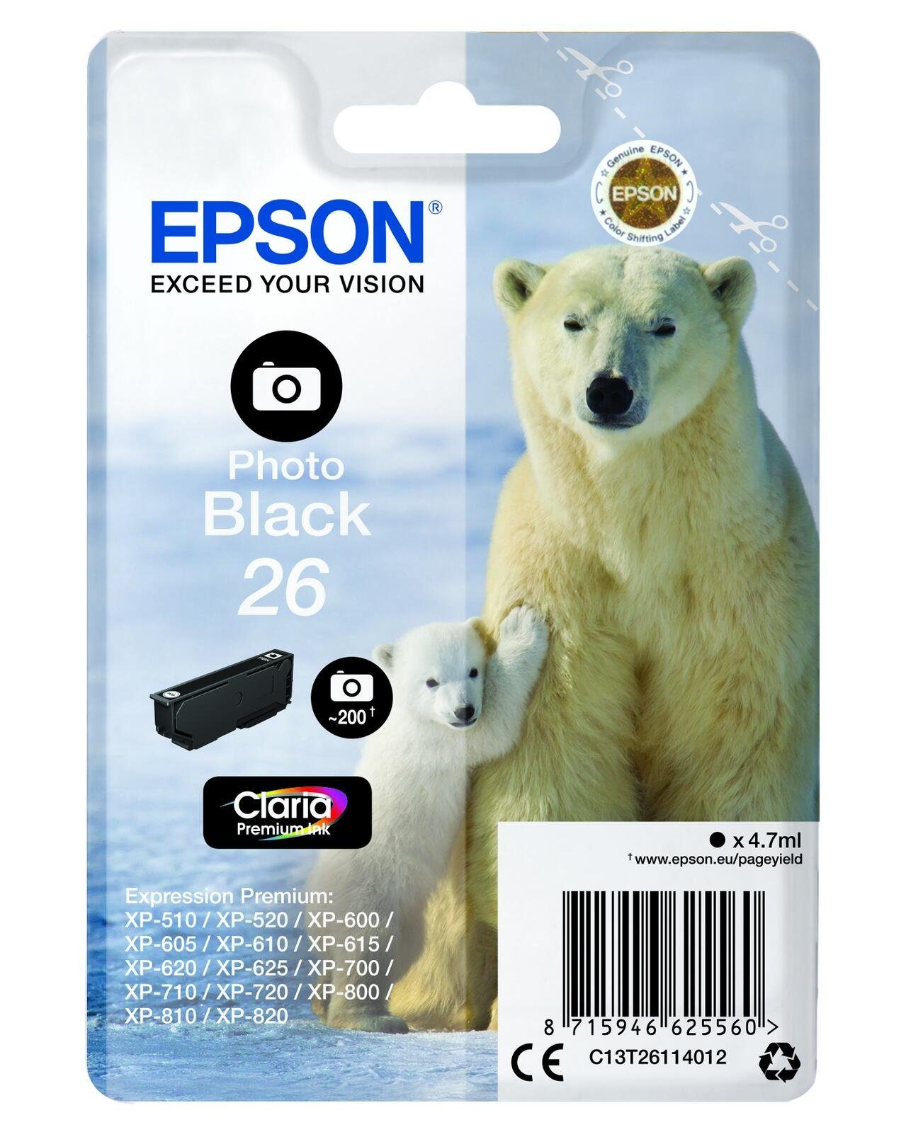 Epson Epson 26 Eisbär Druckerpatrone fotoschwarz Tintenpatrone
