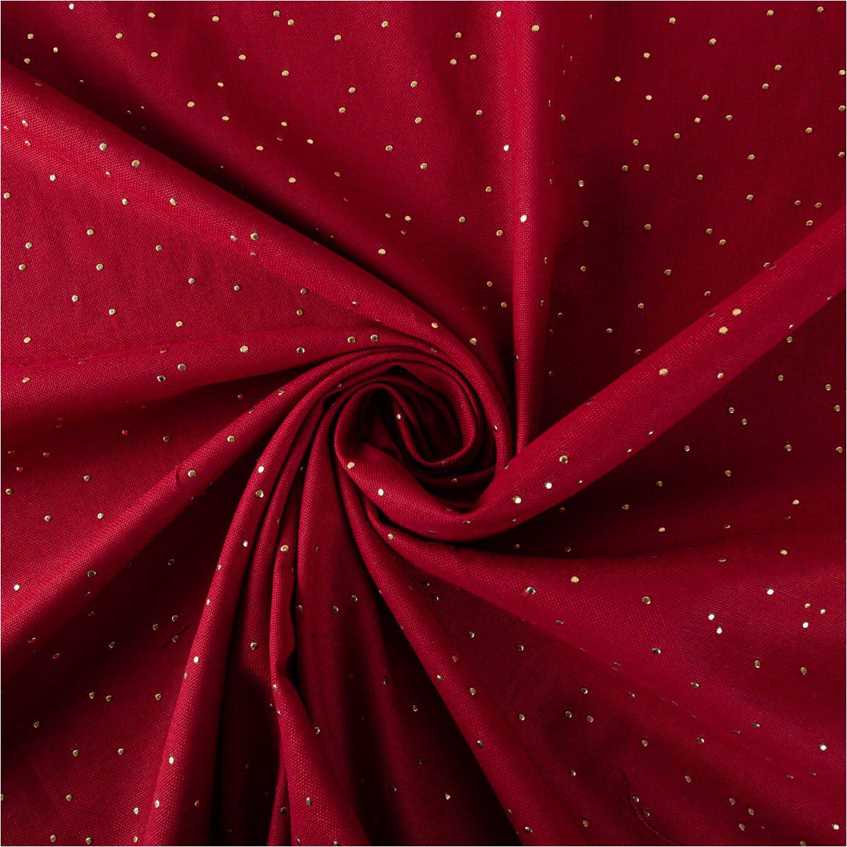 SCHÖNER LEBEN. Stoff Canvas Stoff Meterware Dekostoff Baumwolle Pimiz Goldpunkte rot 145cm, mit Metallic-Effekt