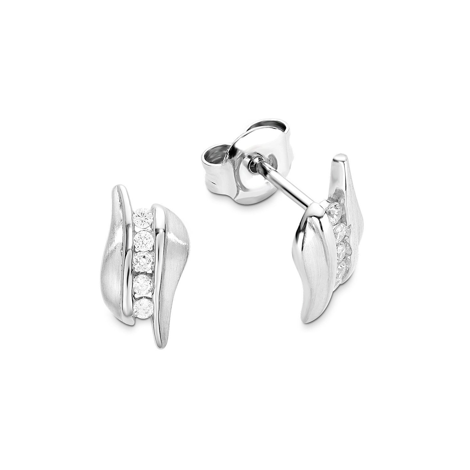 Amor Paar Ohrstecker für Damen, 925 Sterling Silber, Zirkonia synth. ( Ohrstecker, 2-tlg), Elegante Ohrstecker für Damen von der Echtschmuck-Marke  Amor